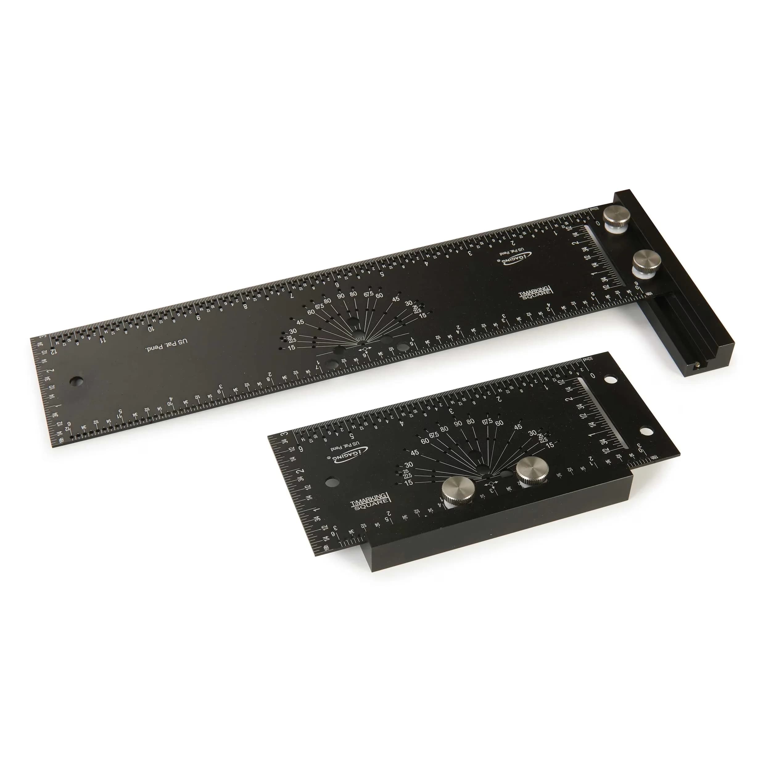 Essential Measuring Layout with Adjustable, T-Marking Square Set - Aluminum Black Model FF75C9