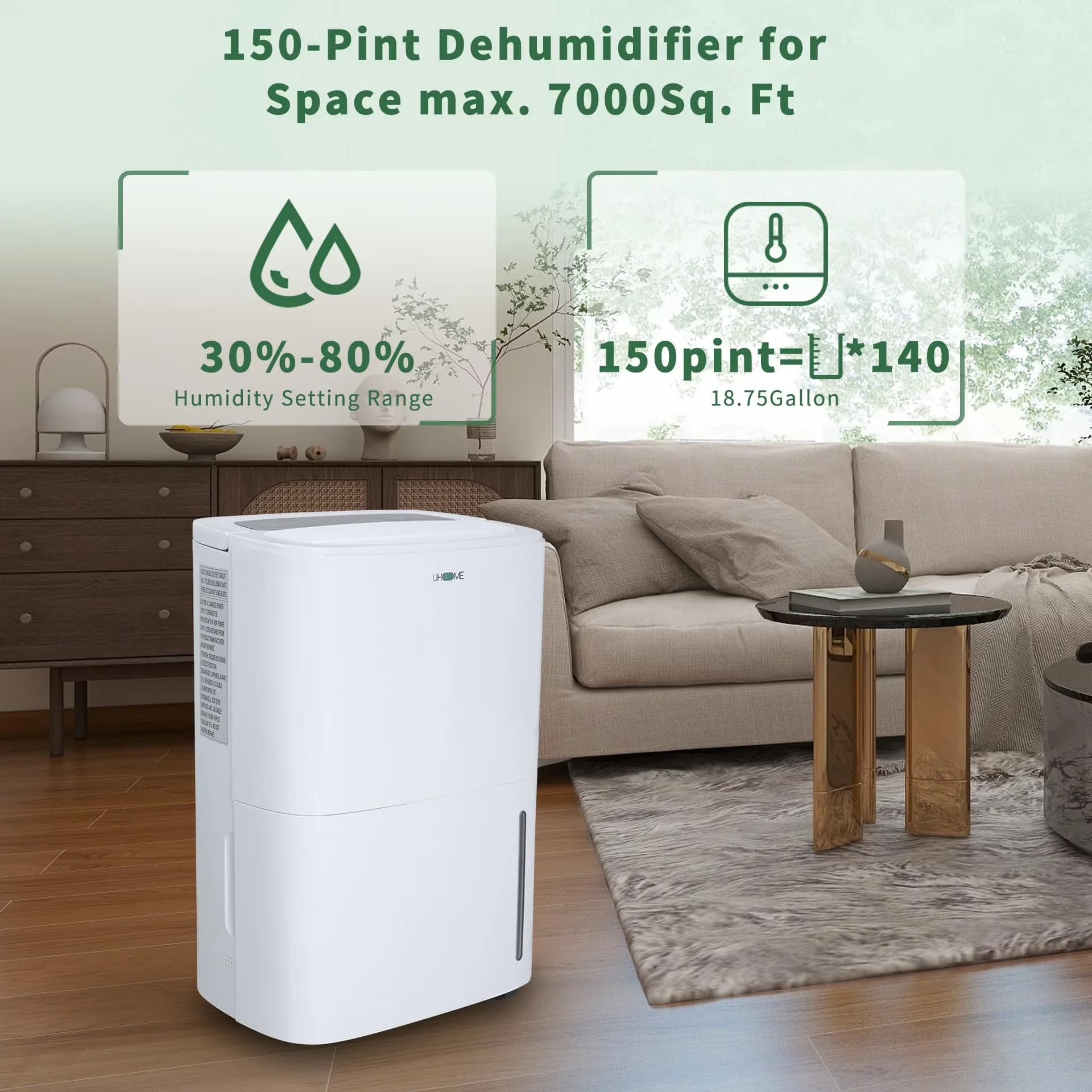 Dehumidifier Classic with Automatic Shut-Off, Automatic Defrost Control, Built-In Pump - White Model 59127D