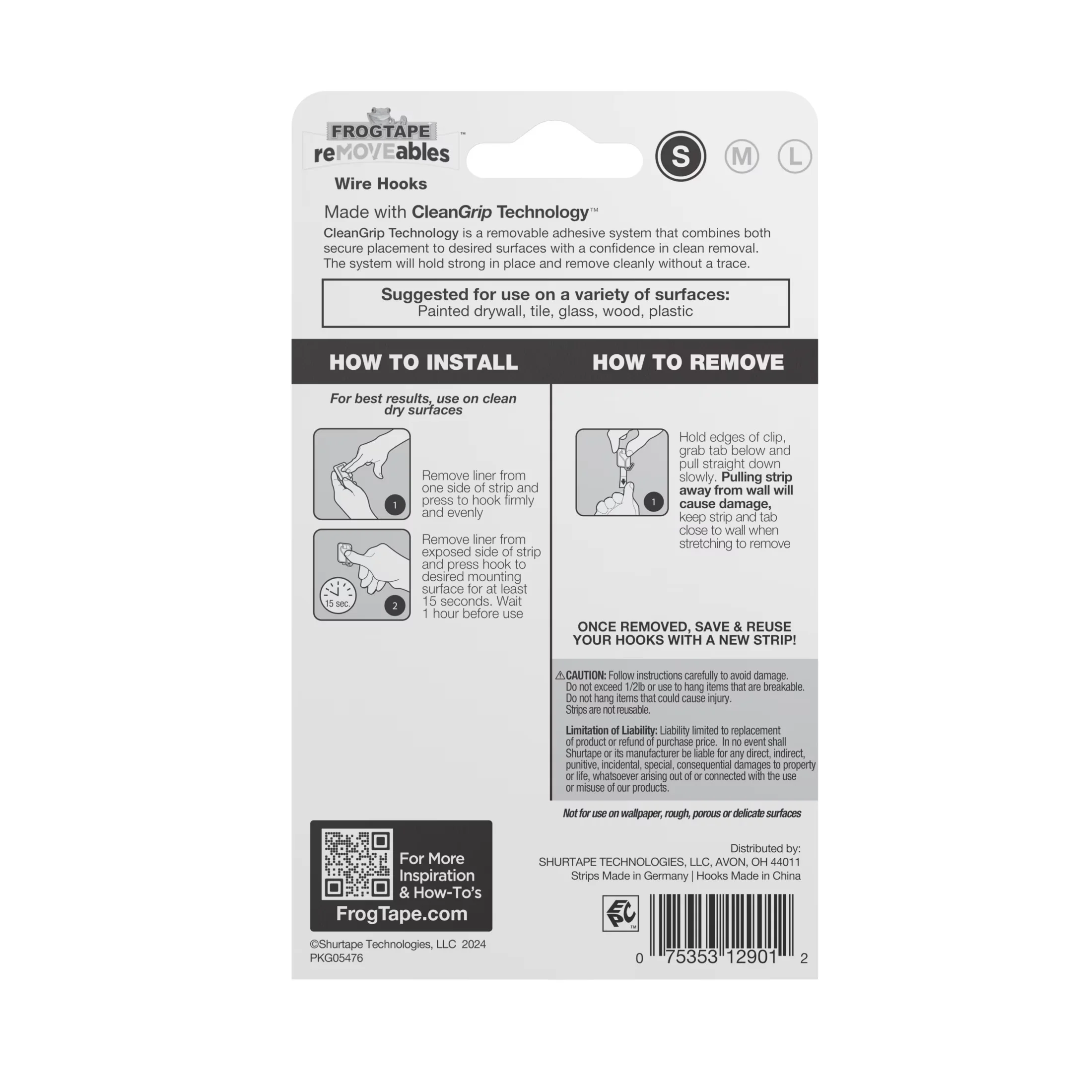 Quality Damage-Free Hanging with Easy Installation, 14 Hooks and 24 Adhesive Strips - Plastic White Model F0FDE1