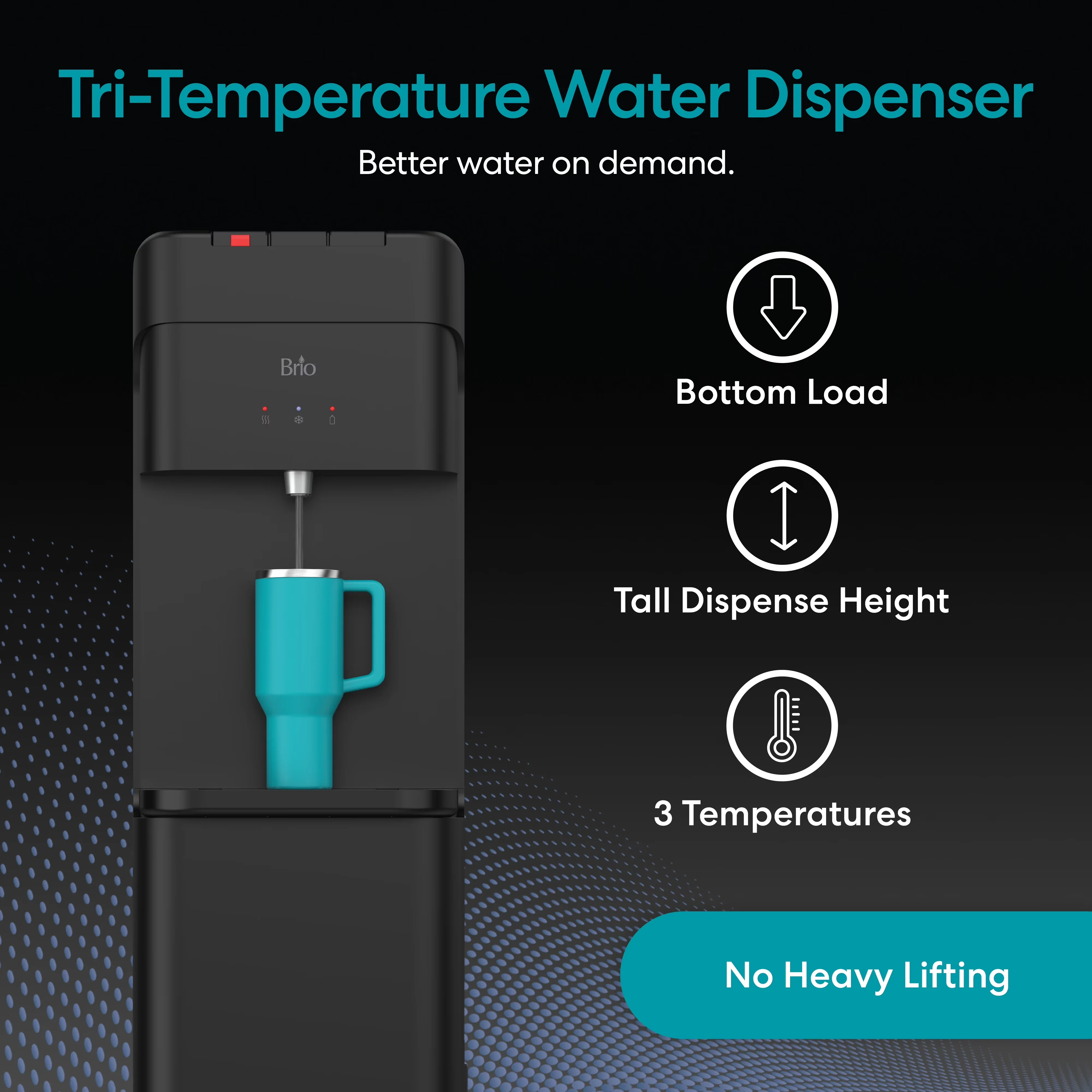 Professional Water Filtration with Child Safely Lock, 430 Black Bottom Load Cooler Dispenser - Black Model 59F32D