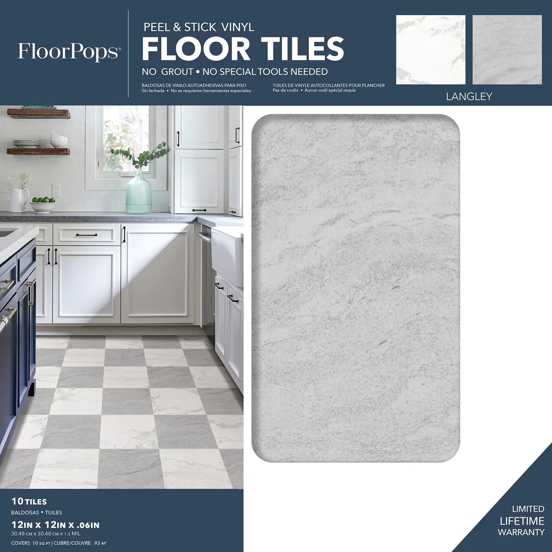 Professional Grey Vinyl Flooring Vinyl Plank Flooring with Easy Installation, Water-resistant and washable, Square shaped tiles -... Model 74A869