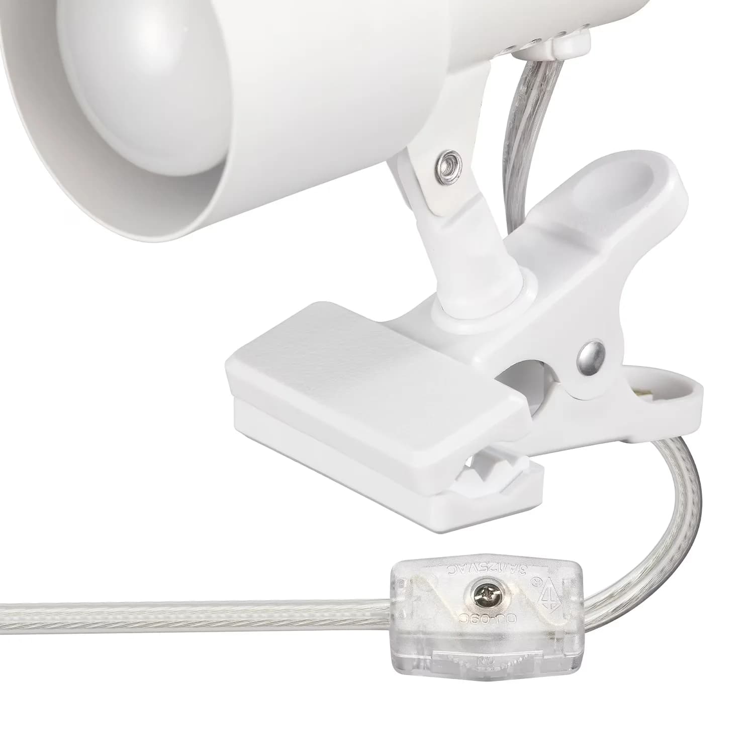 Versatile Desk Lamp with Incandescent, Clip-On Lamps, Jojo 5.5" Matte White Clip-Arm - White Metal Model F264D8