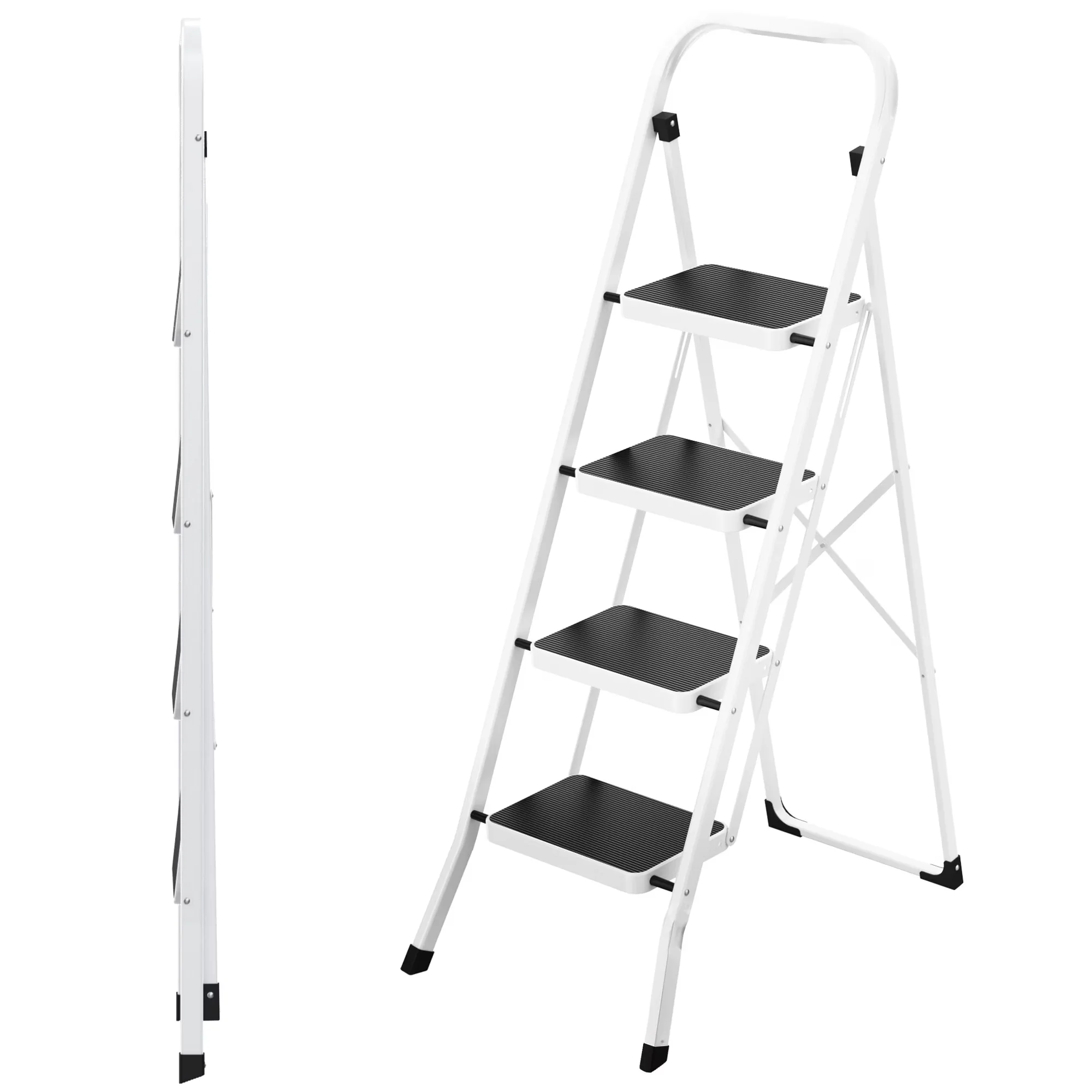 Essential Building Material with Convenient Handrails, Anti-Slip Pedal, Ladders - Alloy Steel 4 Step for Kitchen, Home Model A5A9EF
