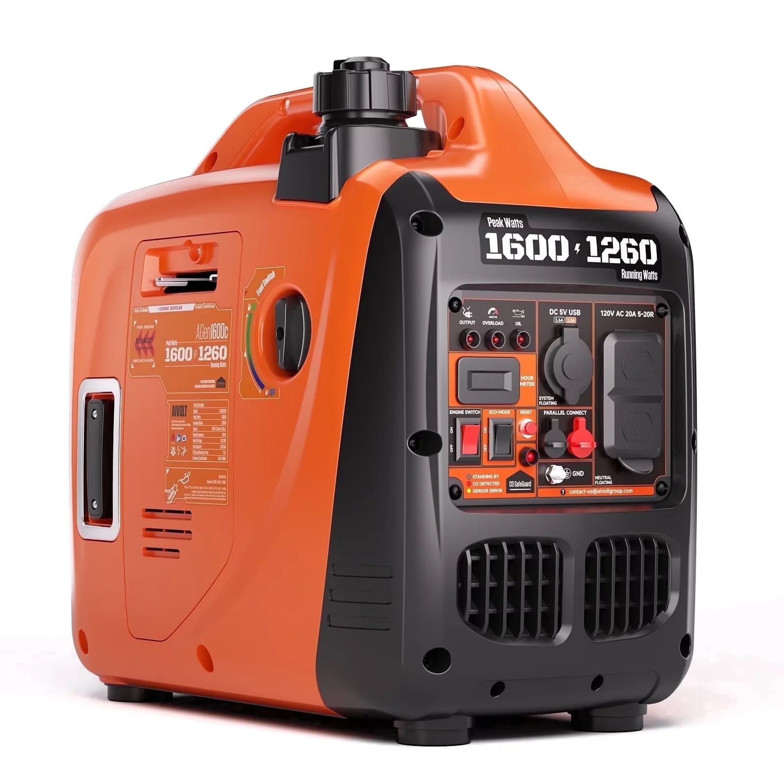 Versatile Generator with 1600W, Overload Protection, Co Shut-Off for Home, Camping - Model 3758F4