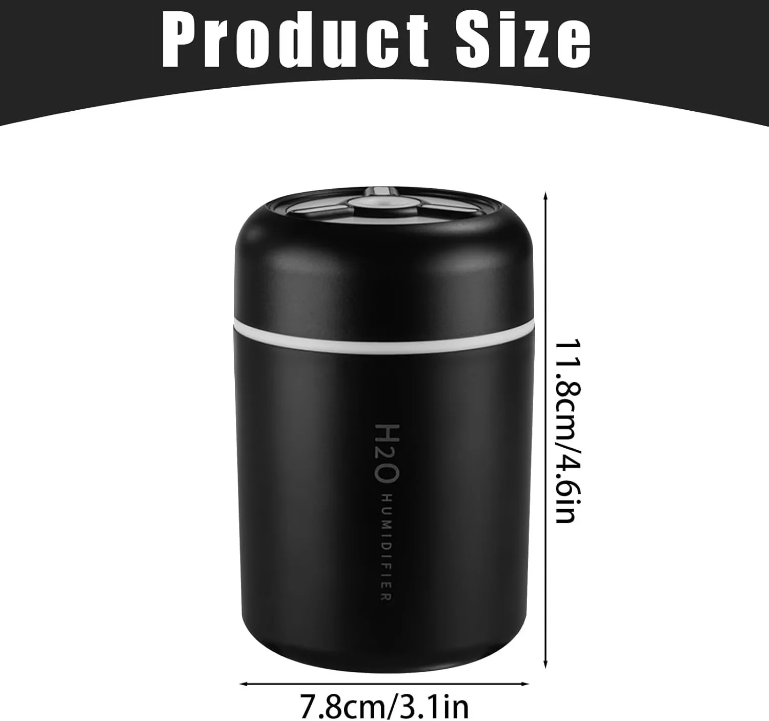 Reliable Humidifier with Automatic Shut-Off, 300ml USB Cool Mist Small, Colorful Dreamy Lights Perfect - Black for Bedroom, Office Model 7B7C63