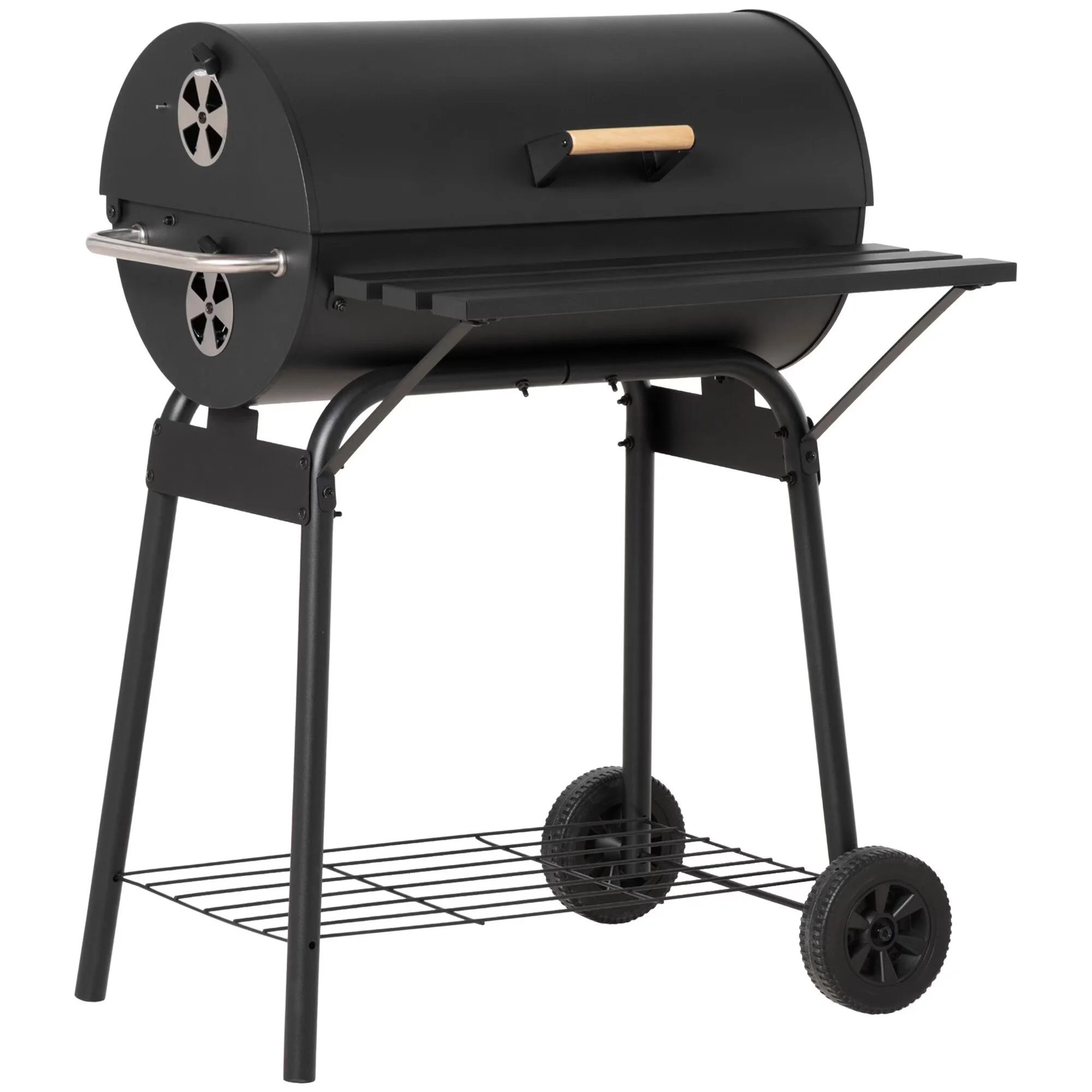 Premium Smoker with Storage Rack, Thermometer, Rust Resistant - Carbon Steel Black#8 Model E9C469