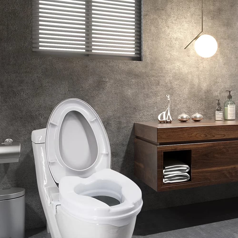 Toilet Seats And Lid Stylish with Adjustable, 300 Lbs Heavy Duty Elevated Seat - Pp White Model 5B74A2