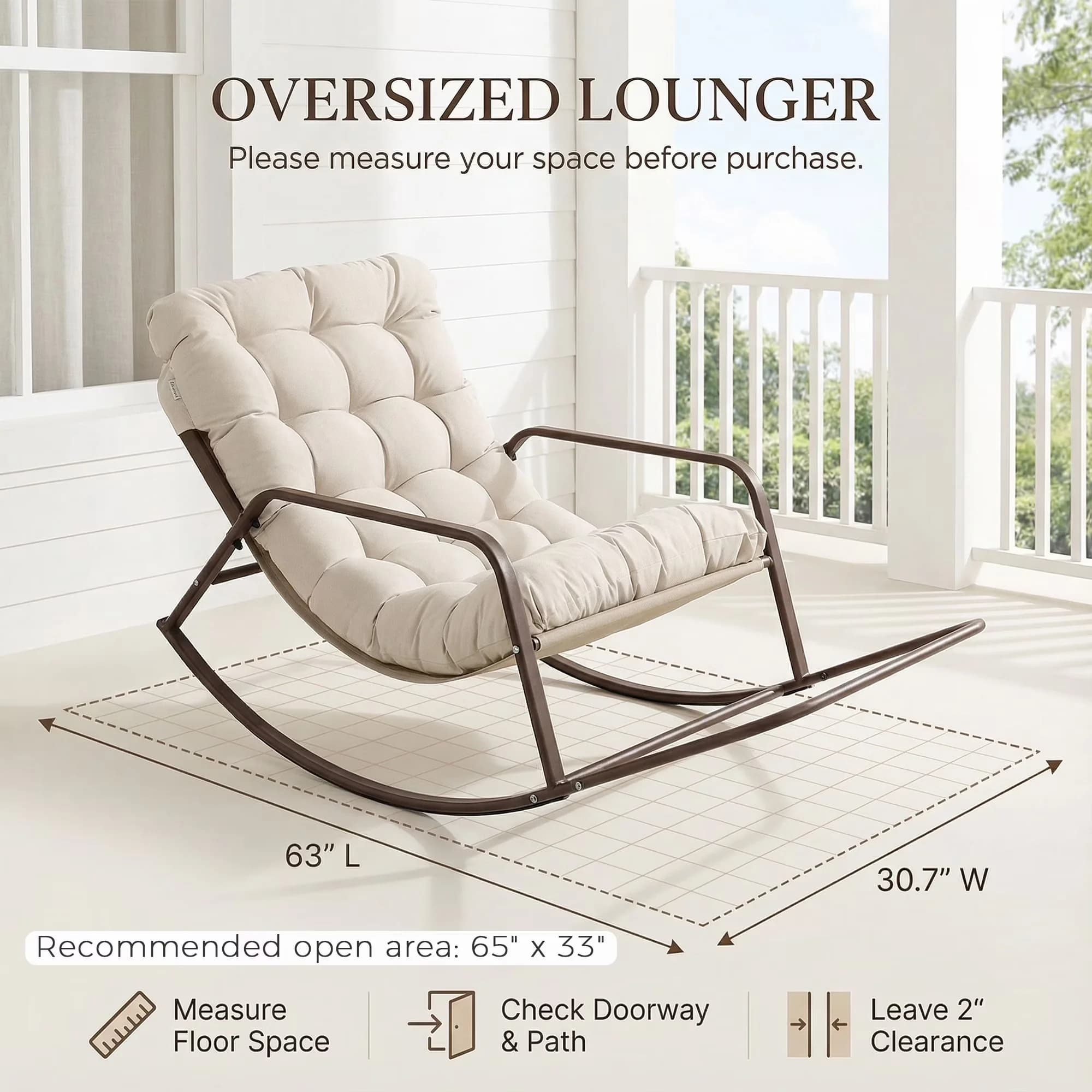 Professional Patio Chair with Uv Resistant, Fade Resistant, Rust Resistant - Fabric, Metal Beige for Indoor, Outdoor Model E6B58C