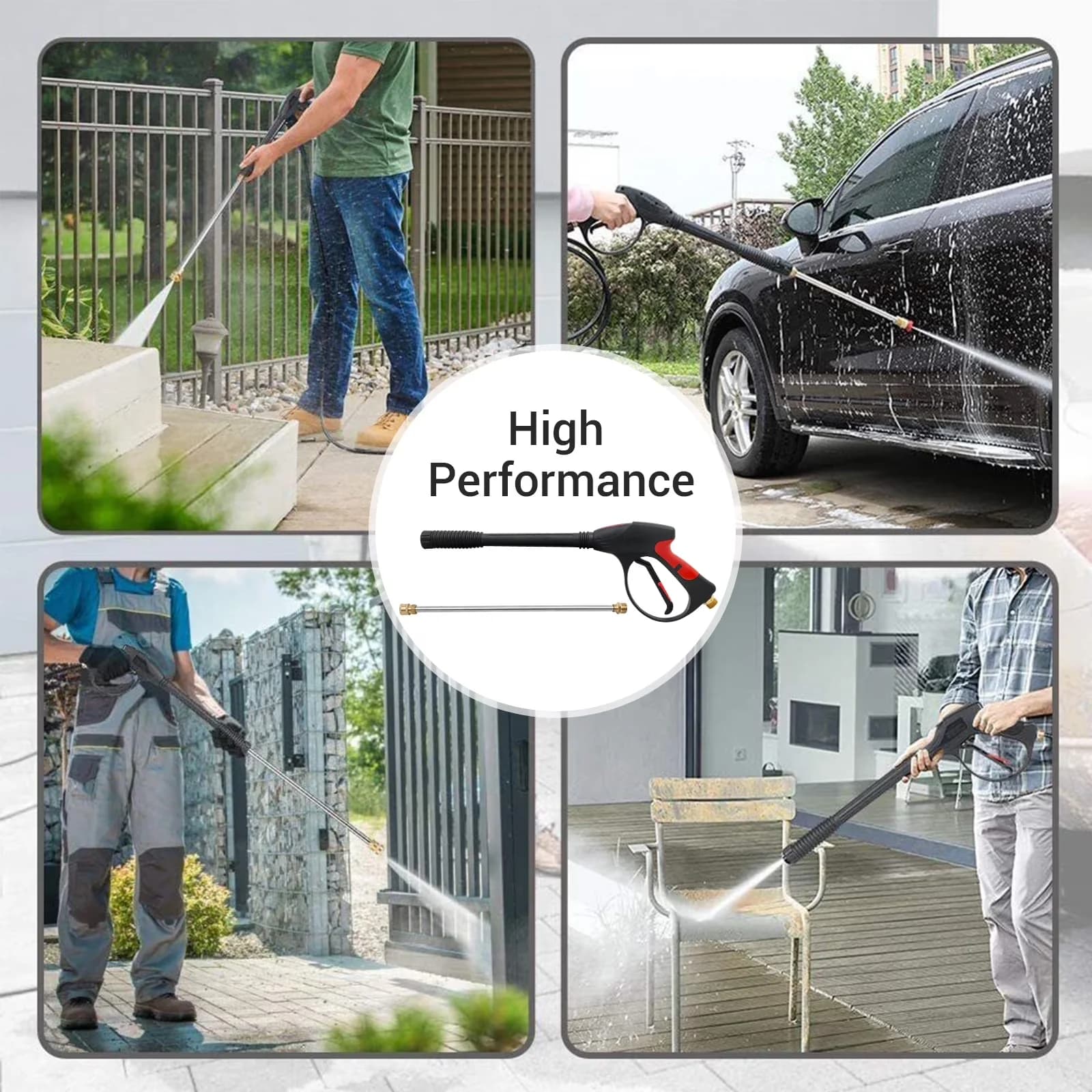Pressure Washer Versatile with Quick Connect Tips, Power Gun Handle Car Wash Spray Gun Kit, 5 Spray Patterns - 5 Nozzles+50Ft Hose Kit Model 0350E6