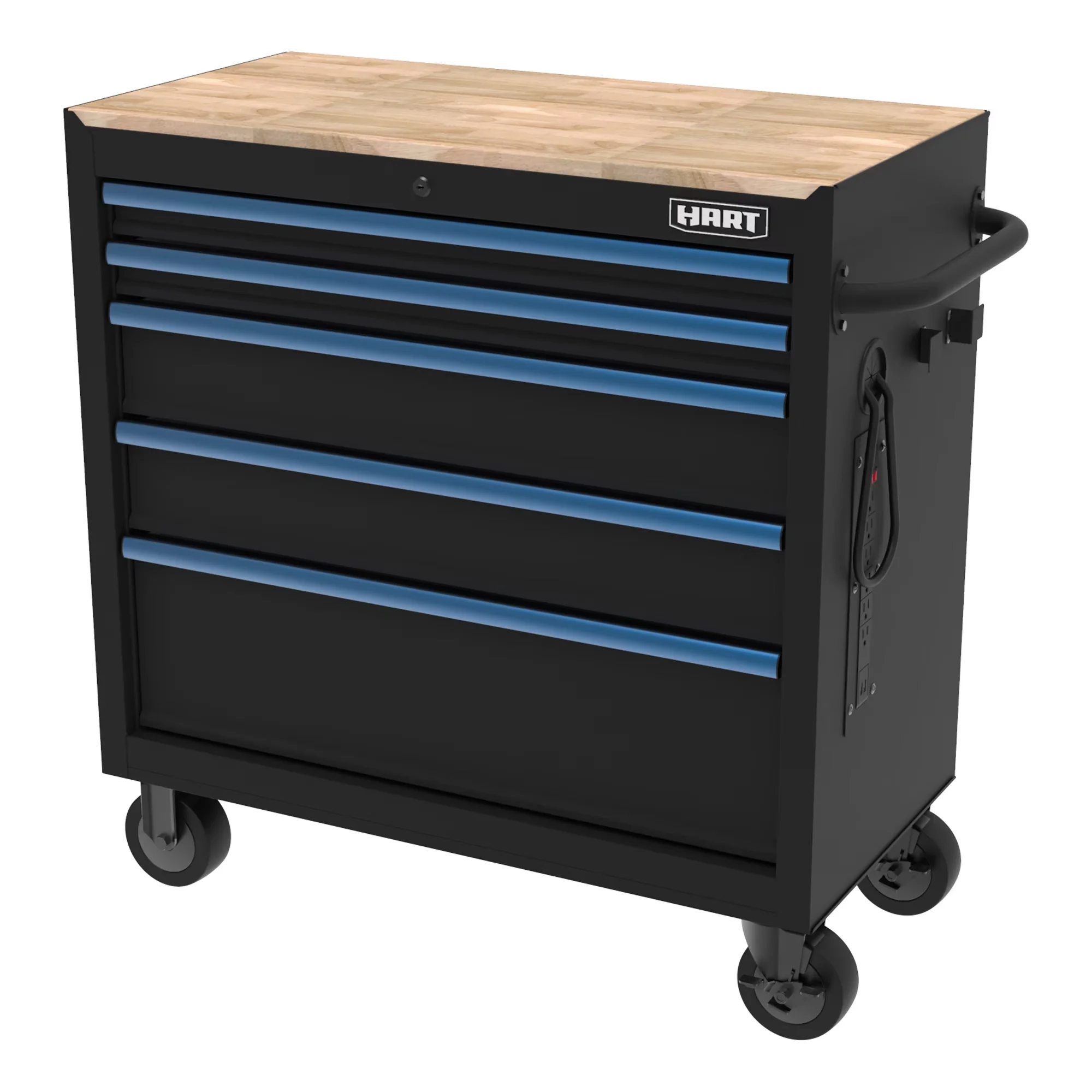 Versatile Toolstorage with Rolling, Multi-Purpose, Wood Top - Steel Black Model D2D591