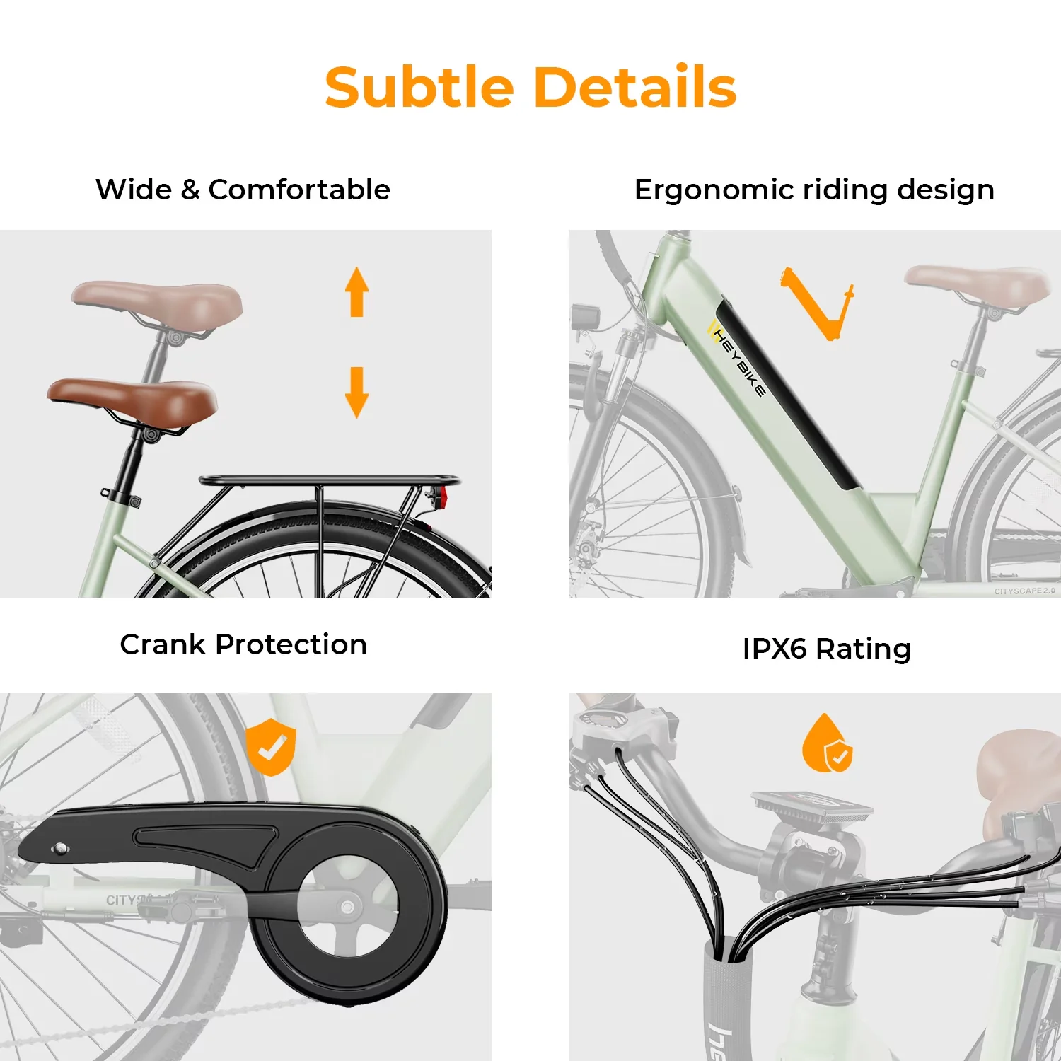 Electric Bike Essential with Battery, 500W, Cityscape 2.0 - Commercial Quality Model 3DC415