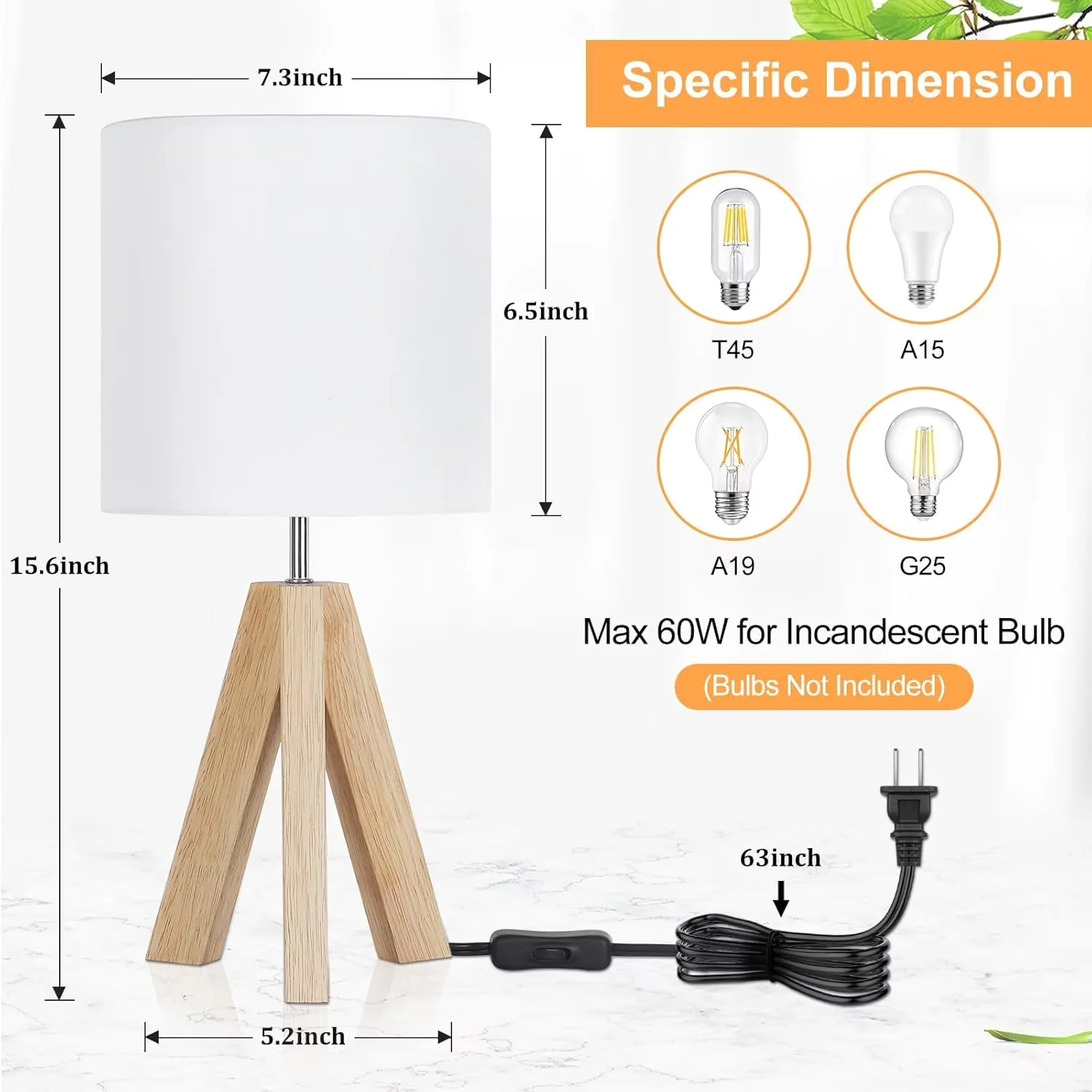 Modern Table Lamp with LED, Modern, Small Beside - Metal White for Daily Use Model 3424D5