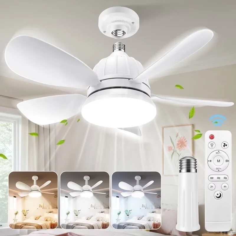 Innovative Ceiling Fan with LED, Remote Controlled - White for Living Room, Indoor Model EDF64A