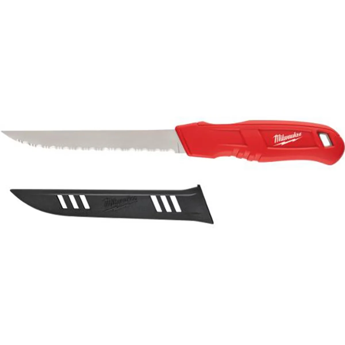 Essential Hand Tool with Stainless steel blade, Serrated Blade Insulation Knife, Durable blade cover for storage - Black Model 3B4027