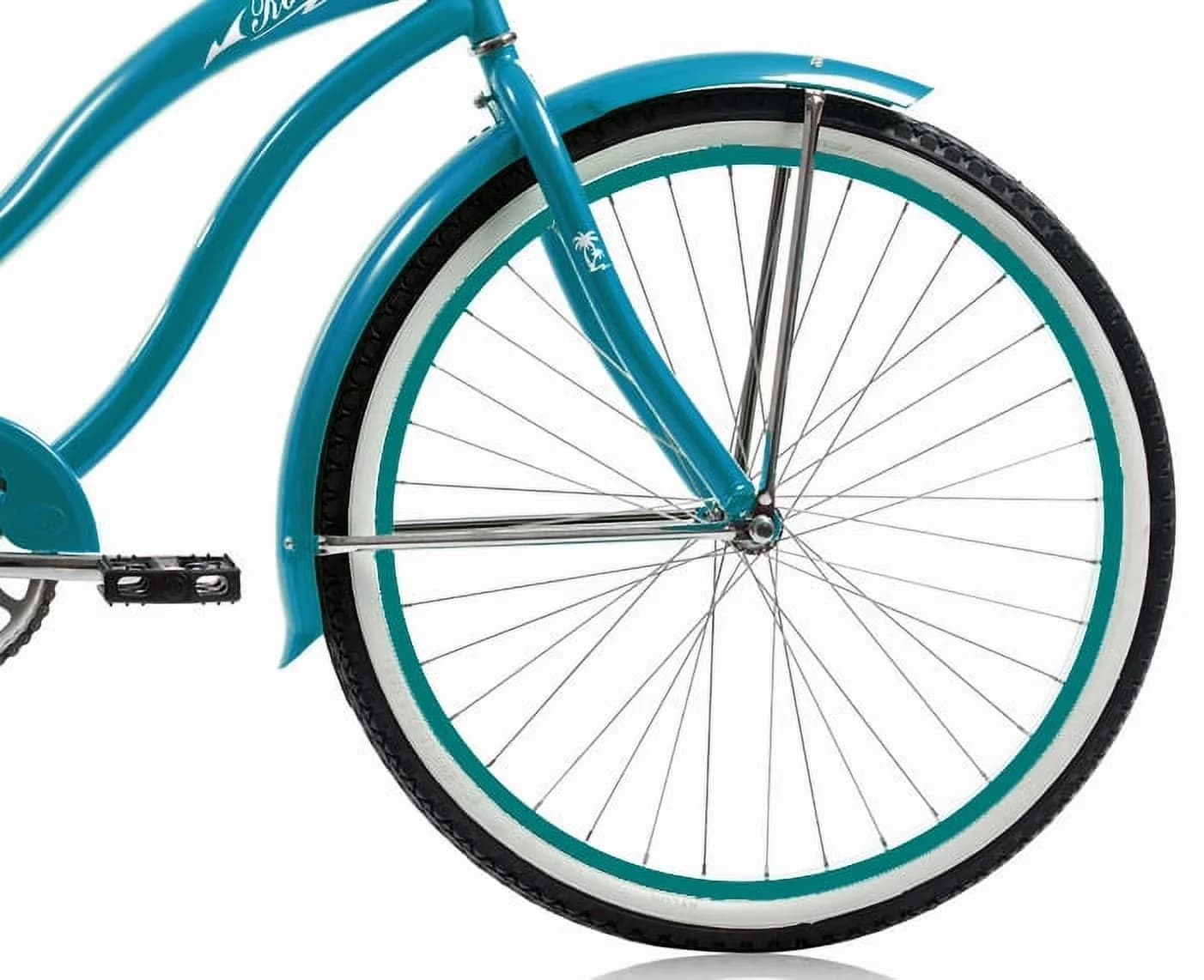 Versatile Cruiser Bike with Adjustable Seat Height, Turquoise - Silver Model 61EEF5