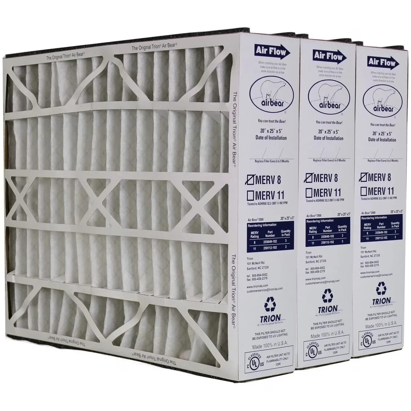 Classic Air Purifier with Pleated, Bear, 20" x 25" x 5" Pleated Filter - White Model 1BAF0E