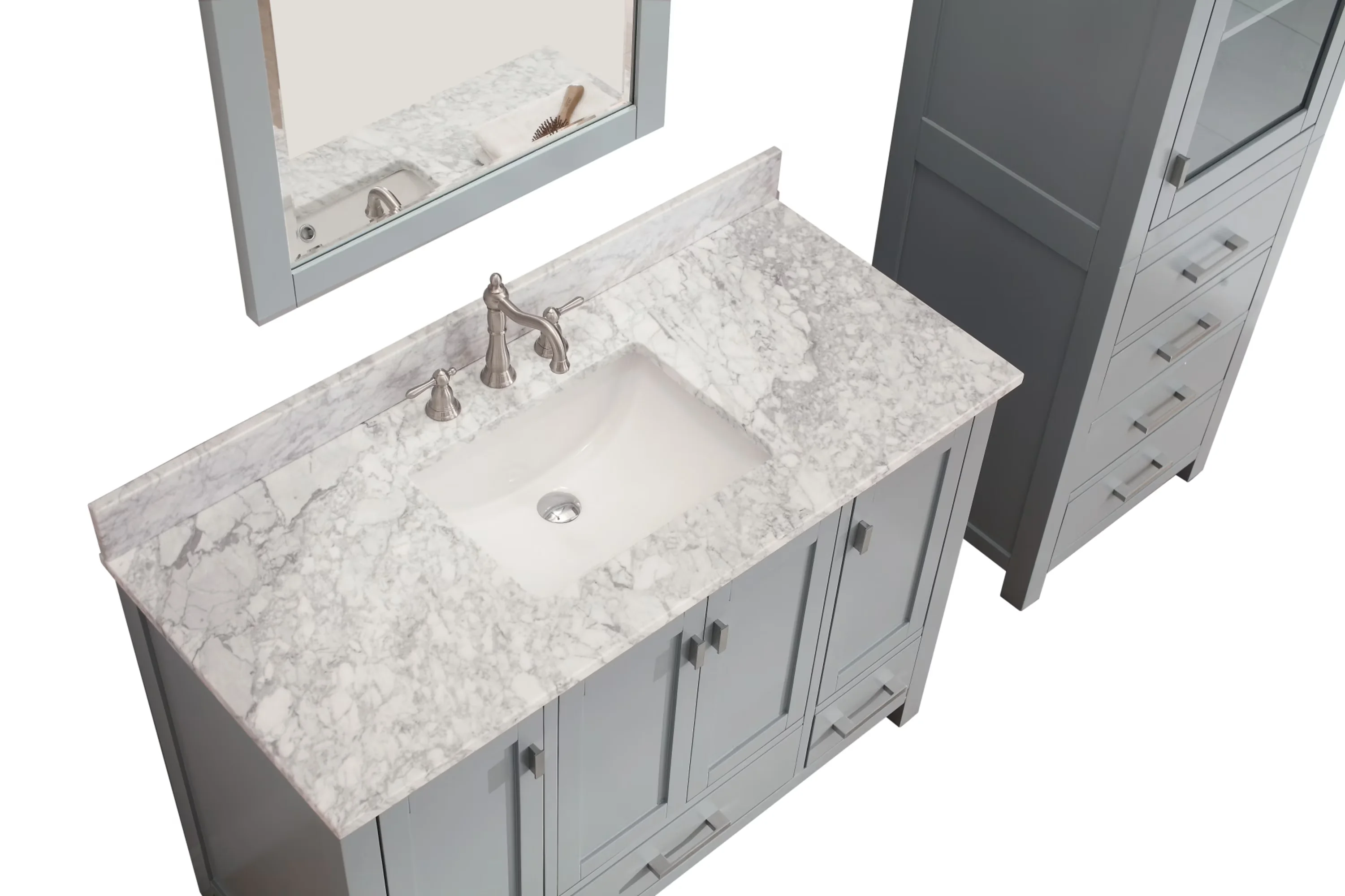 Compact Bathroom Renovation with Modero Collection, White, Vanity Sets - Model 6F8636