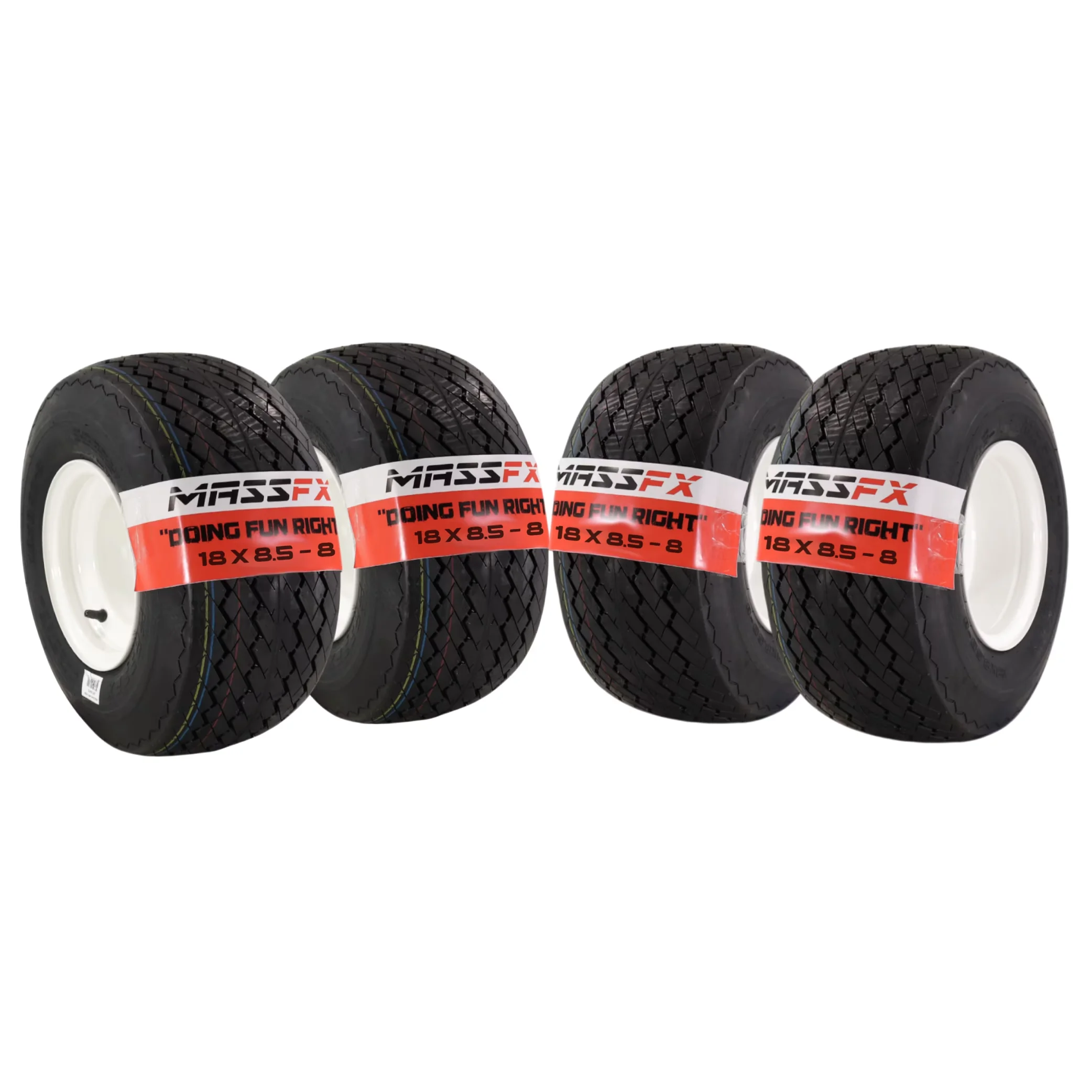Reliable Golf Cart Tire with Durable Construction, Wheel and Combo 18x8.5-8, White 4/4 Rim 4 PACK - Model A19083