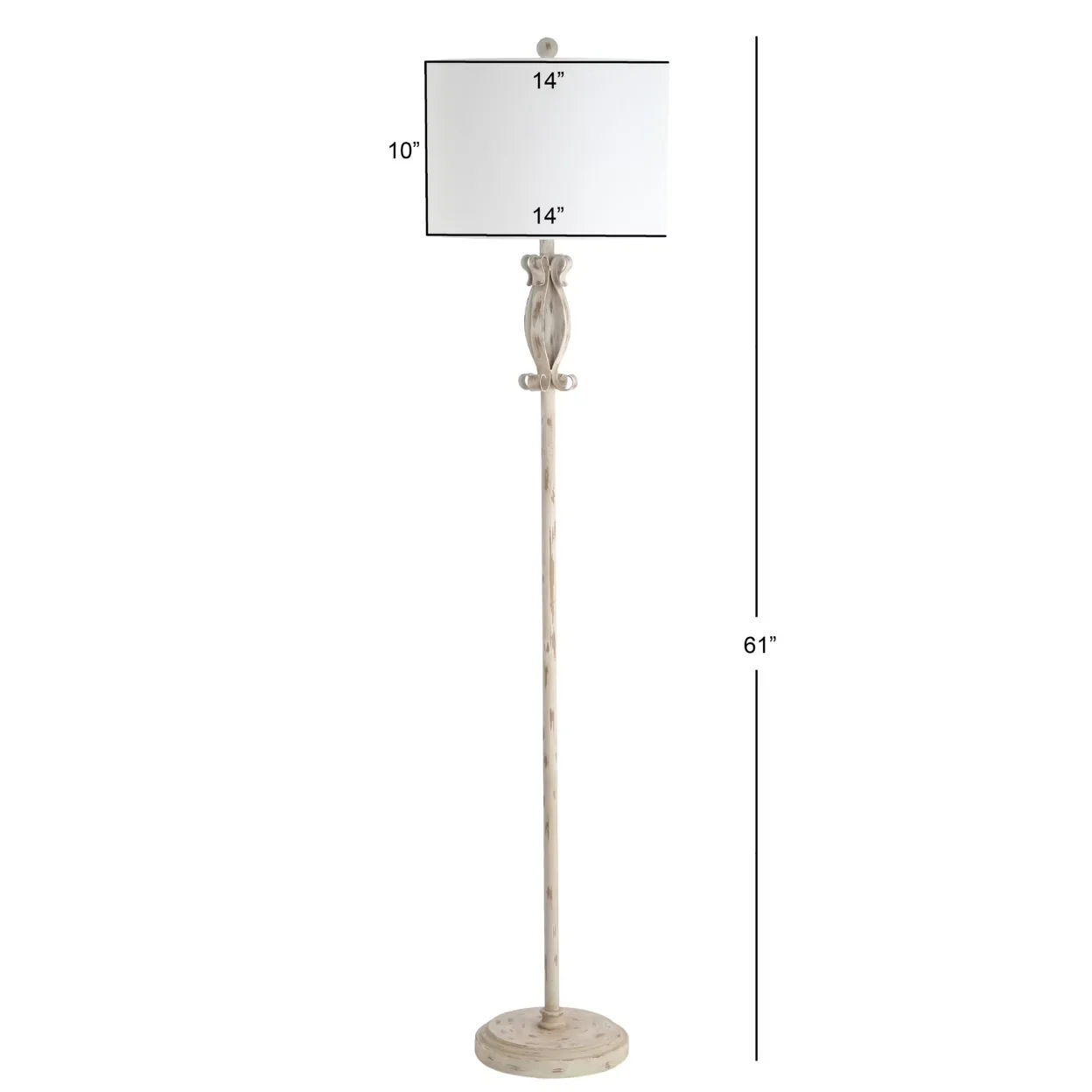 Classic Floor Lamp with LED, Farmhouse, Philippa Antique Rustic 61 in. H - Off-White Iron Model 2FFC80