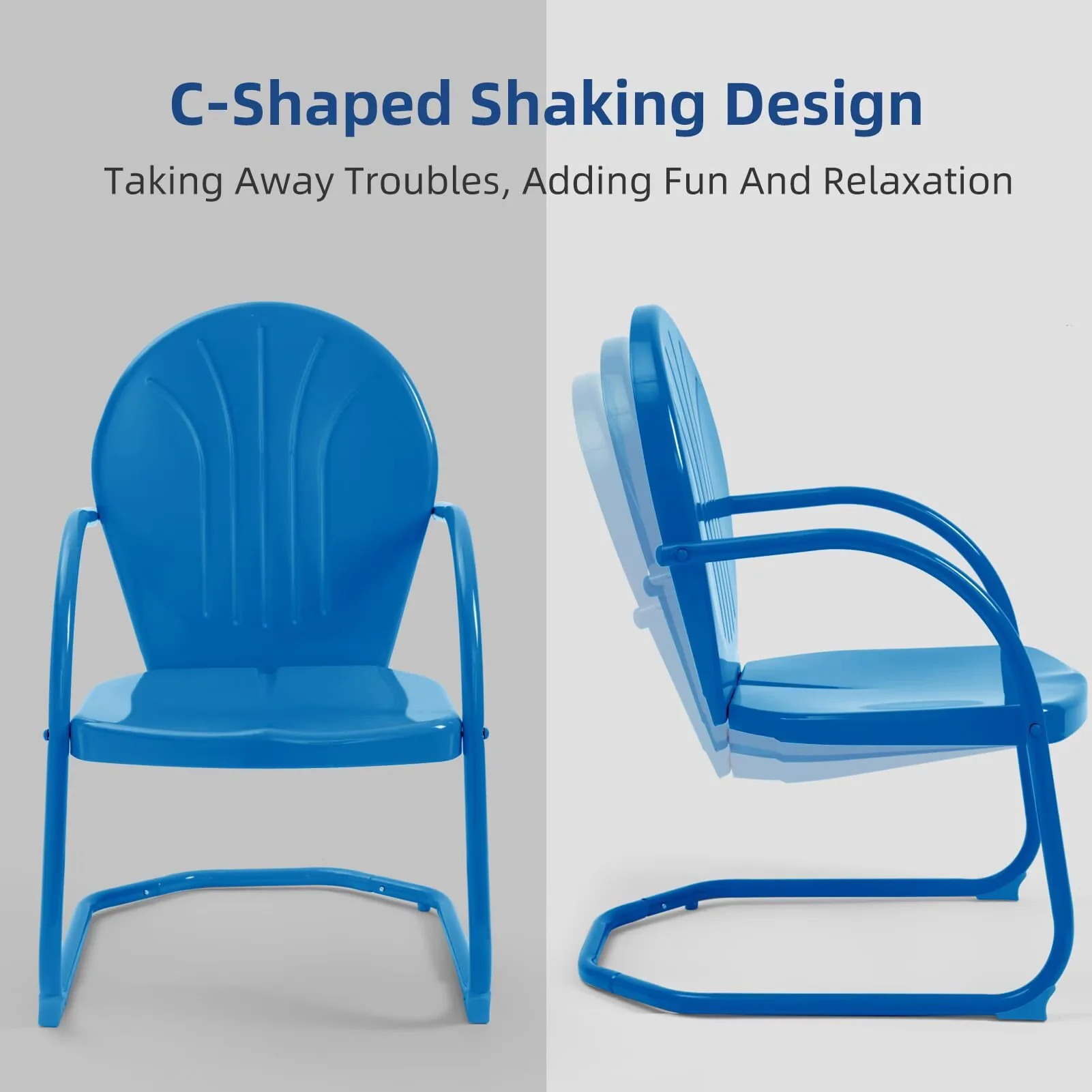 Innovative Patio Dining Set with Waterproof, 3-Piece Outdoor Bistro - Metal Blue Model 3177D4