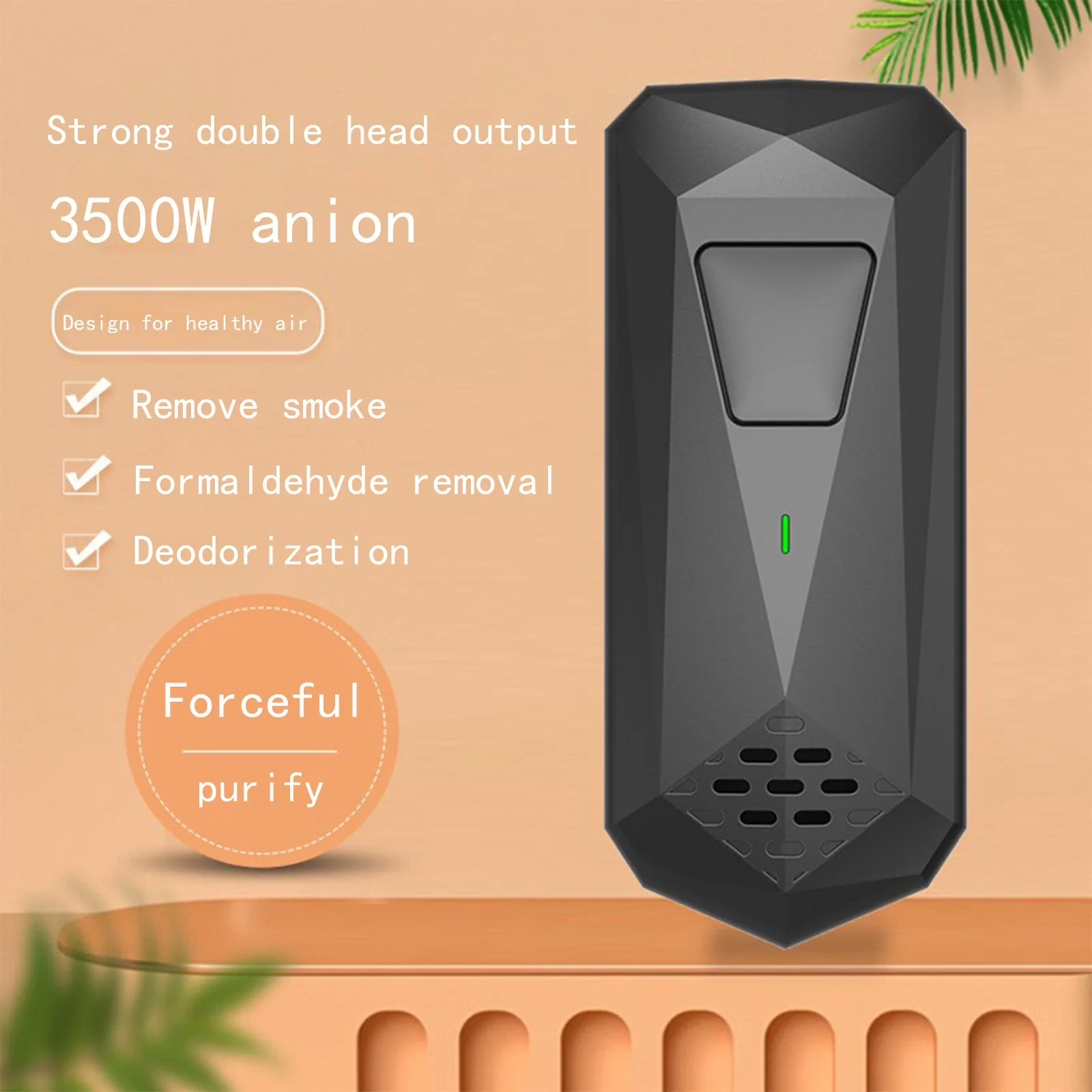 Reliable Air Purifier with 3500W, Plug-in Negative, Negative Home - Black Model 5536AB