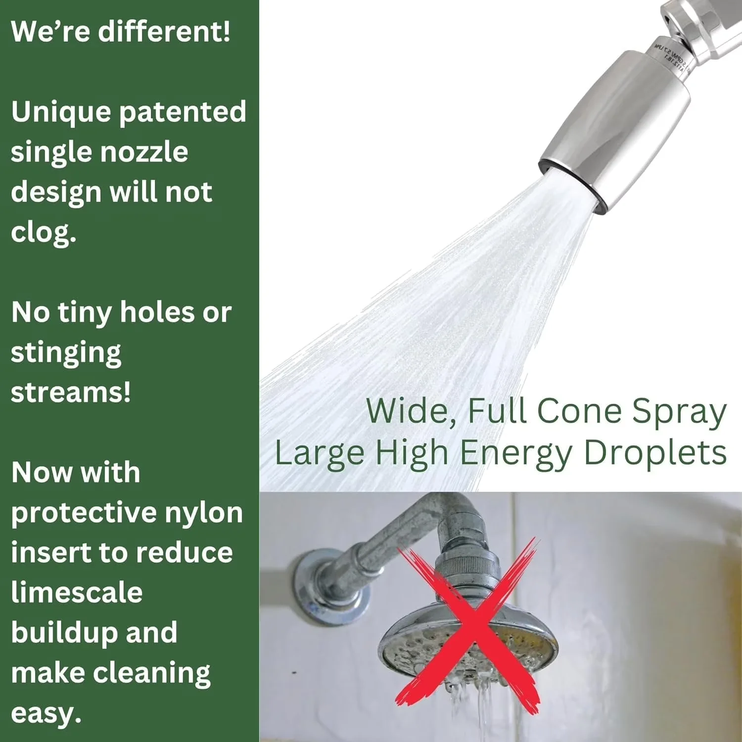 Sleek Shower Head with Easy To Install - Silver Solid Metal for Everyday Use Model F58C8D