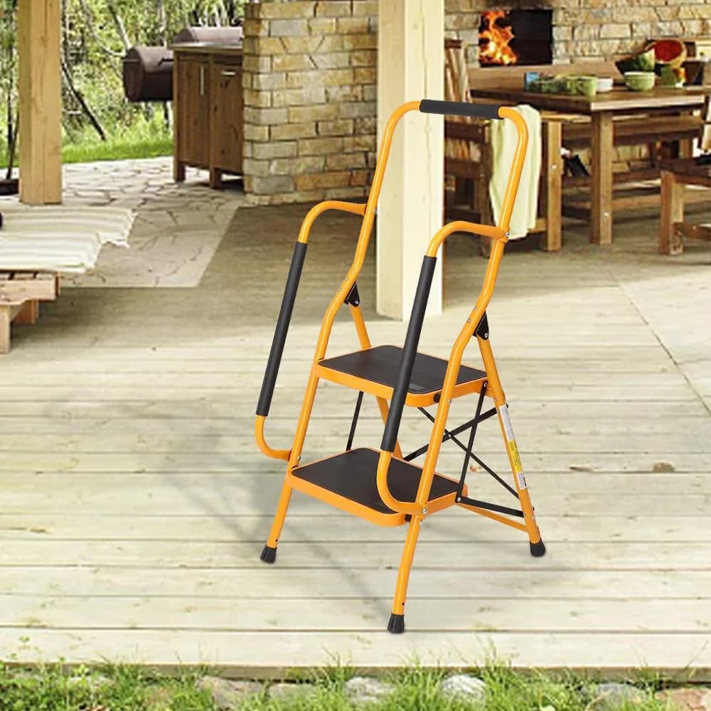 Versatile Ladders And Step Stool with Ultralight Weight, Folding 2 Ladder - Iron; Plastic Pedals And Foot Pads; Rubber Wrapped Handle... Model 7D487B
