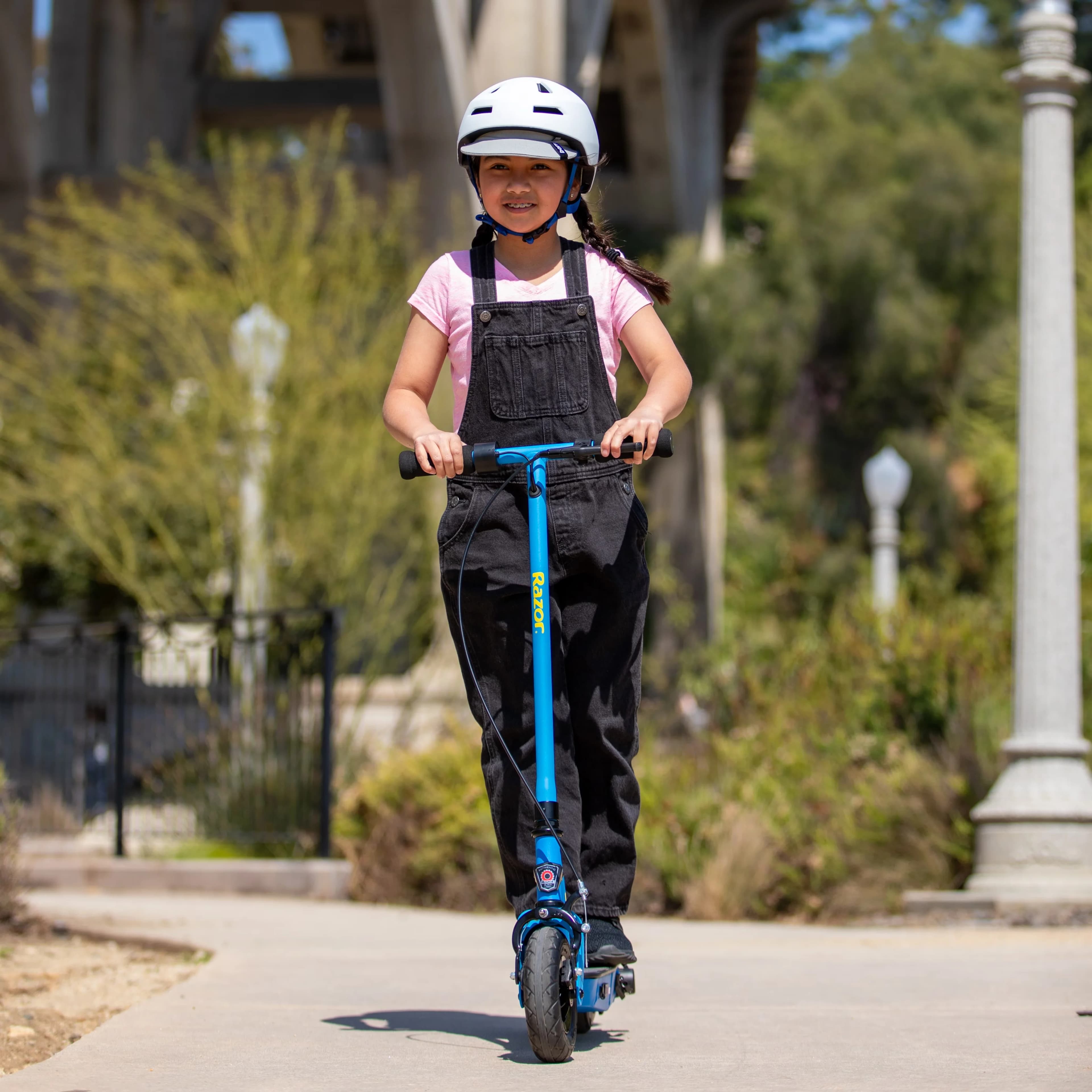 Premium Scooter with Compact, Portable, Black Label E100 Electric - Blue Steel Model EDBBFF