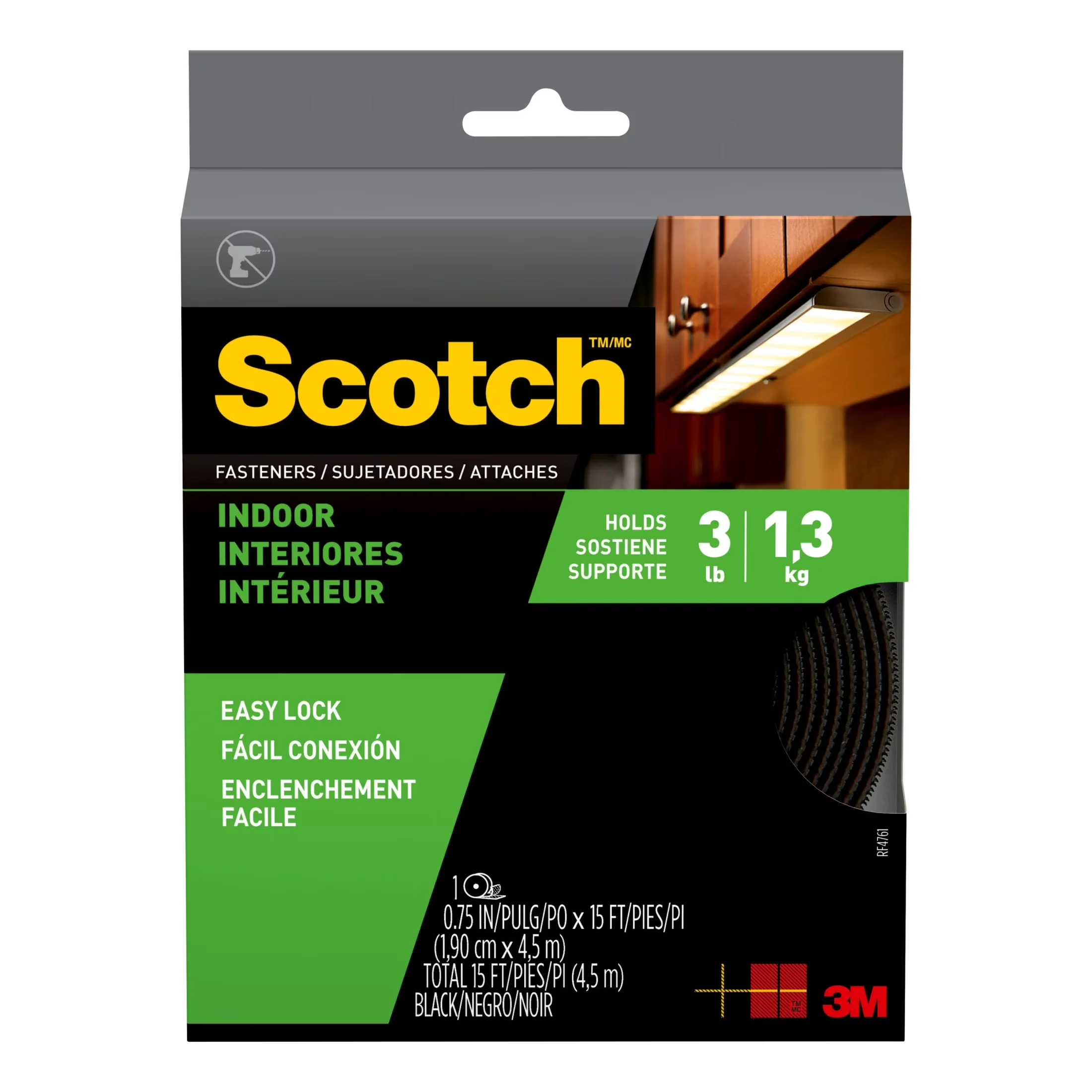 Premium Fastener with Holds up to 3 lbs./1 lb. per 1", 1 Set of Fasteners - Black Plastic Model 065E03