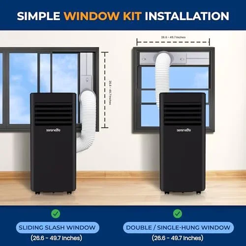 Air Conditioner Innovative with 8000 BTU, Sleep Mode, Remote Controlled - Black Model 657120