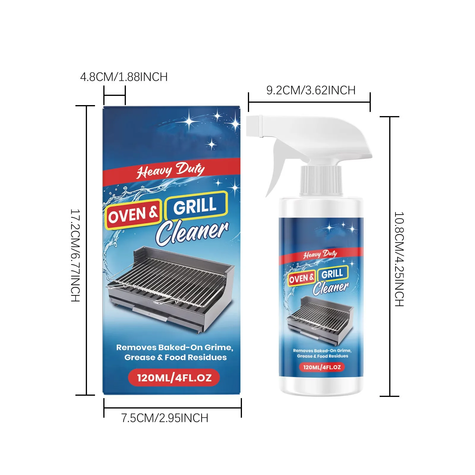 Modern Combo Grill with Grill Cleaner Spray Heavy Duty, Fume Free Fast Acting for Kitchen - Model E0239B