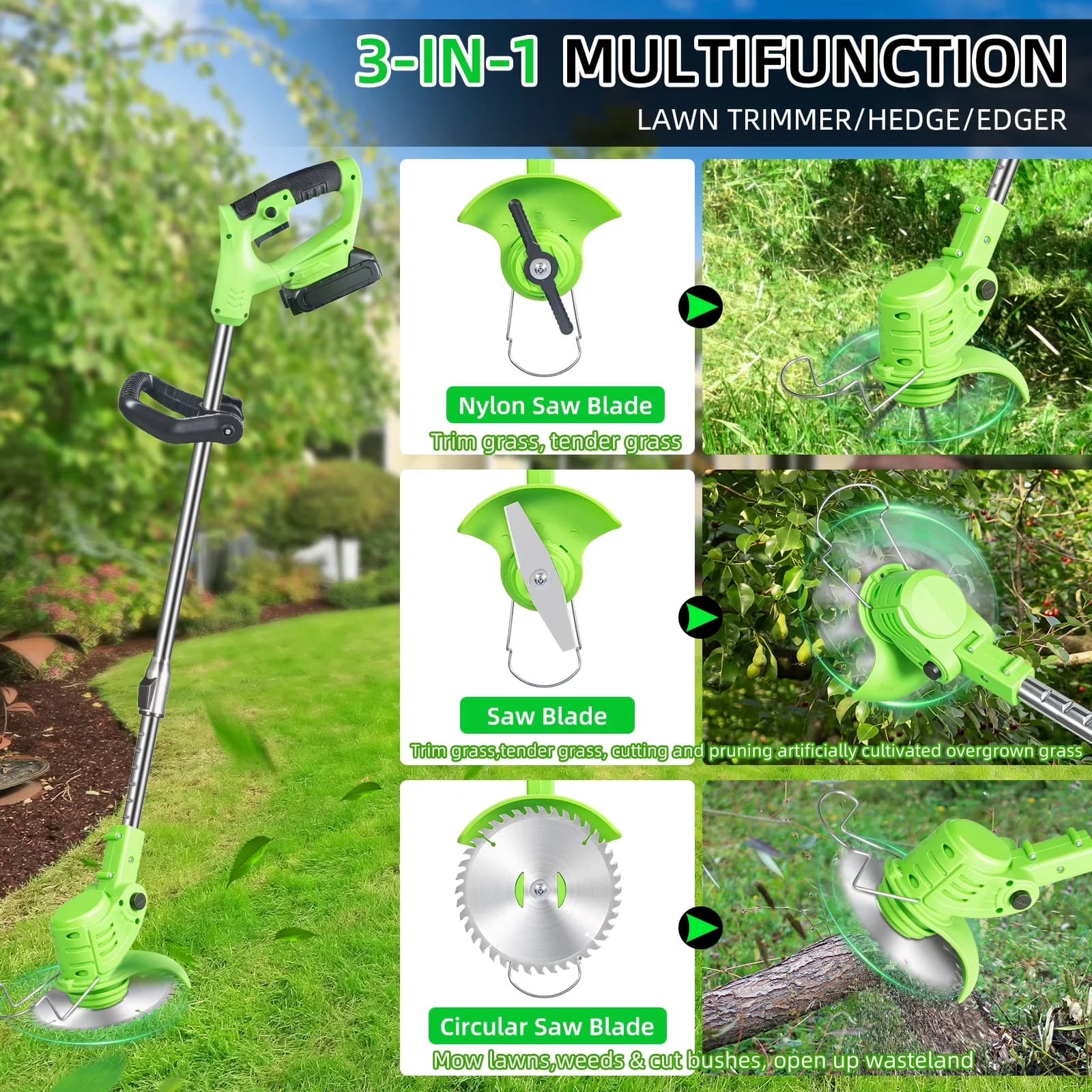 String Trimmer Quality with Battery, 21V, Extendable for Garden - Long-Lasting Performance Model E44433