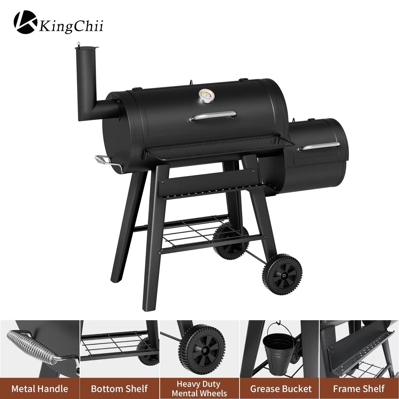 Combo Grill Durable with Storage Rack, Charcoal Basket, Warming Rack - Steel Model DCD0BA