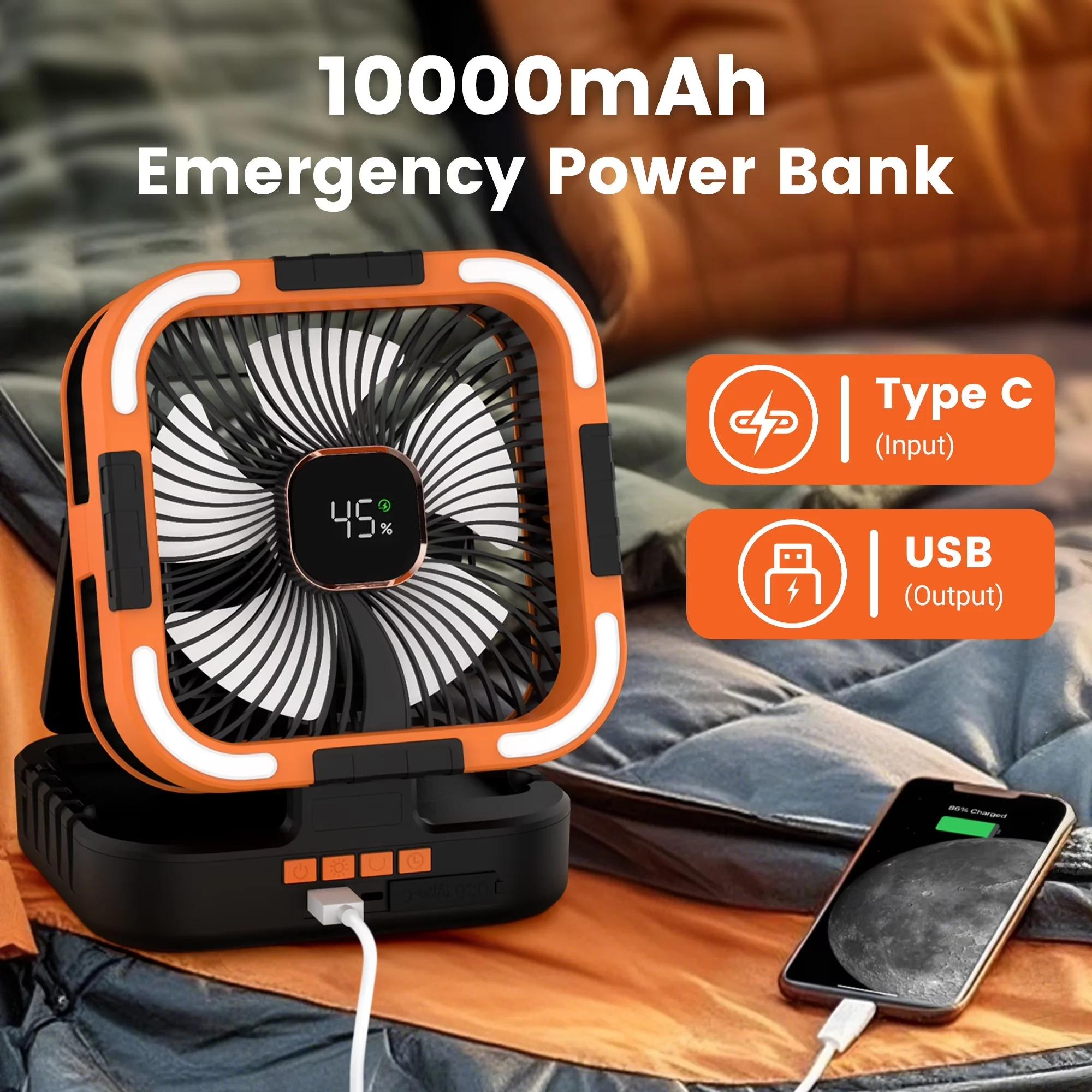 Modern Fans In Cooling with LED, Oscillating, Timer - Orange for Picnic Model 03EE99