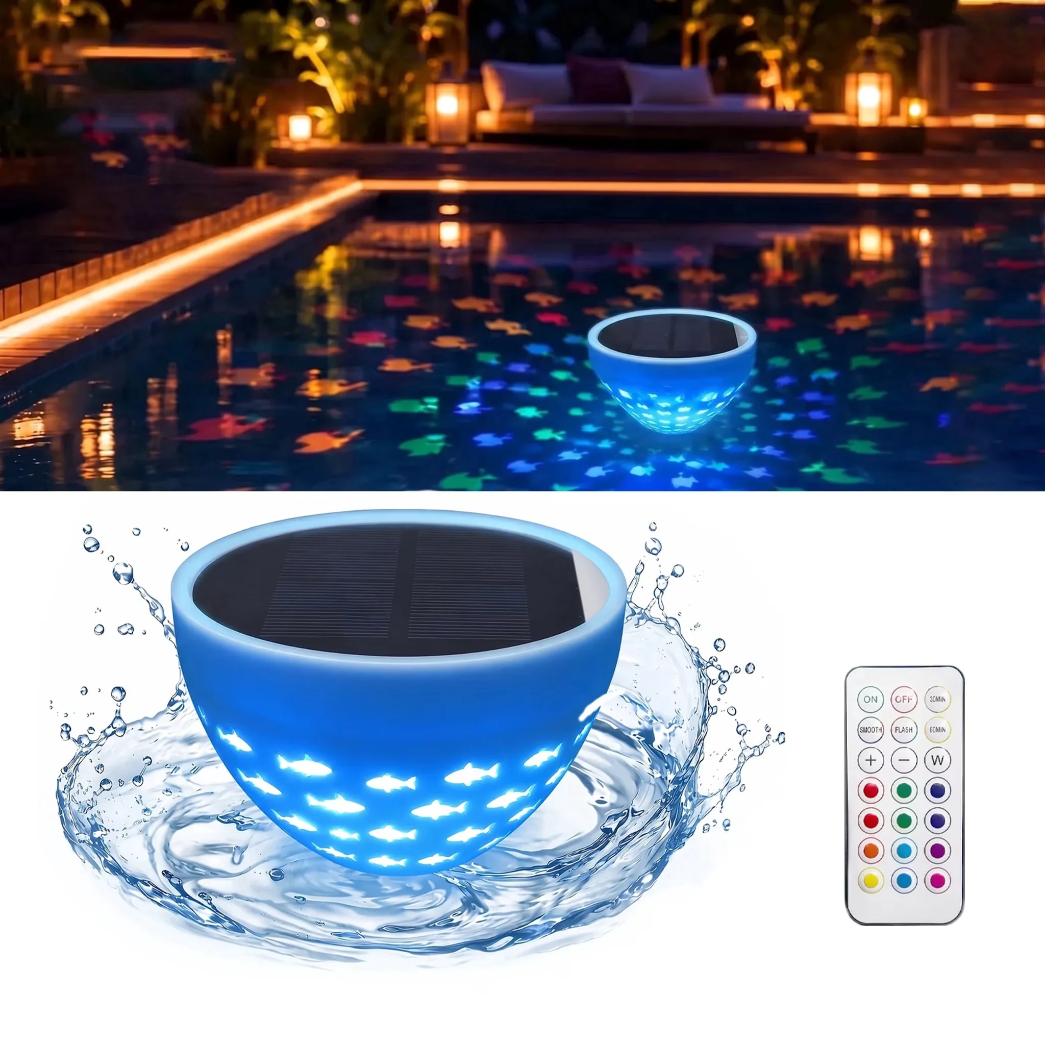 Ceiling Lights Fixture Premium with LED, Solar, Color Changing - Black Model 12A16D