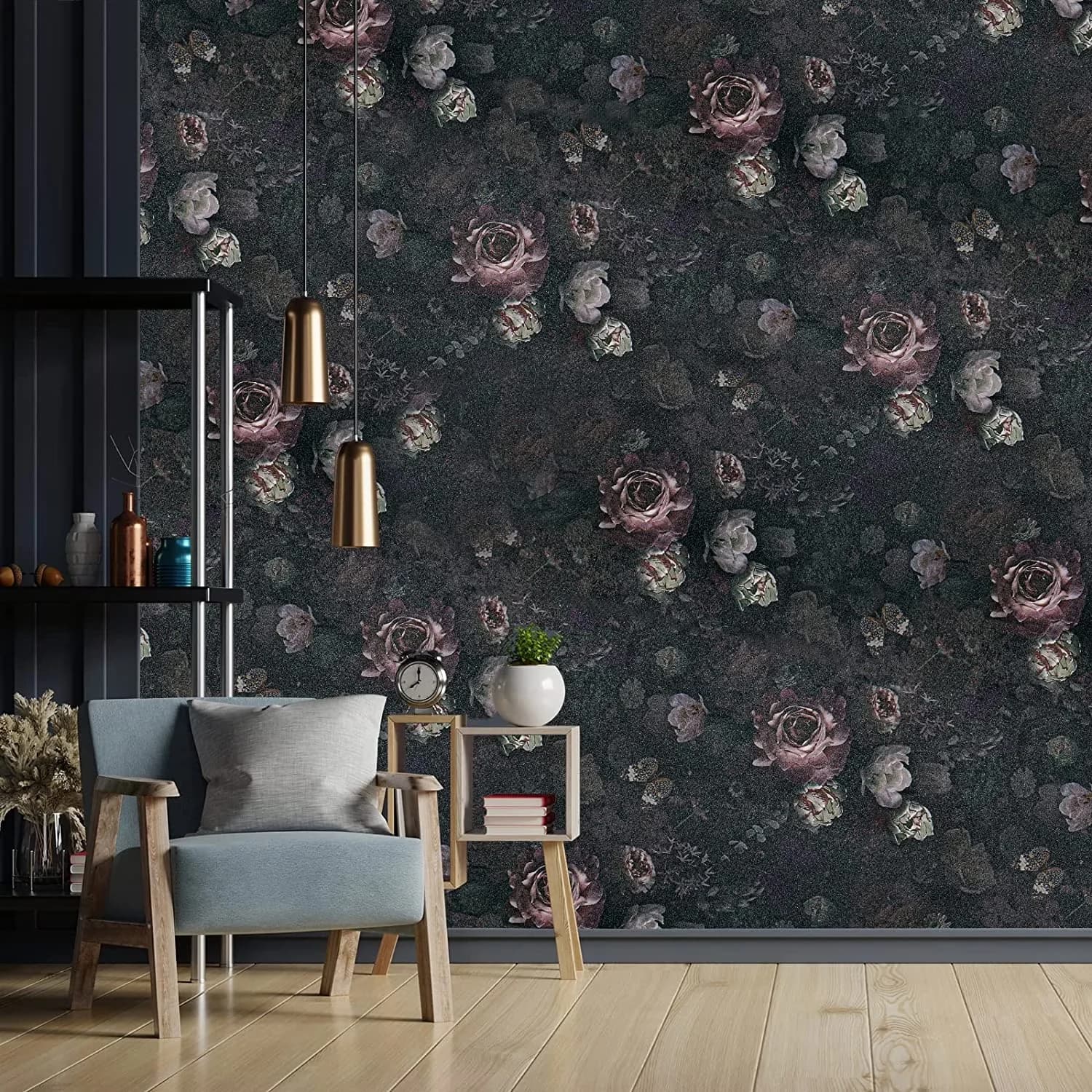 Essential Wallpaper Wall Decals Wall Covering with Removable, Finish: Matte finish, Pattern: Peony florals - Vinyl White for... Model 053FE4