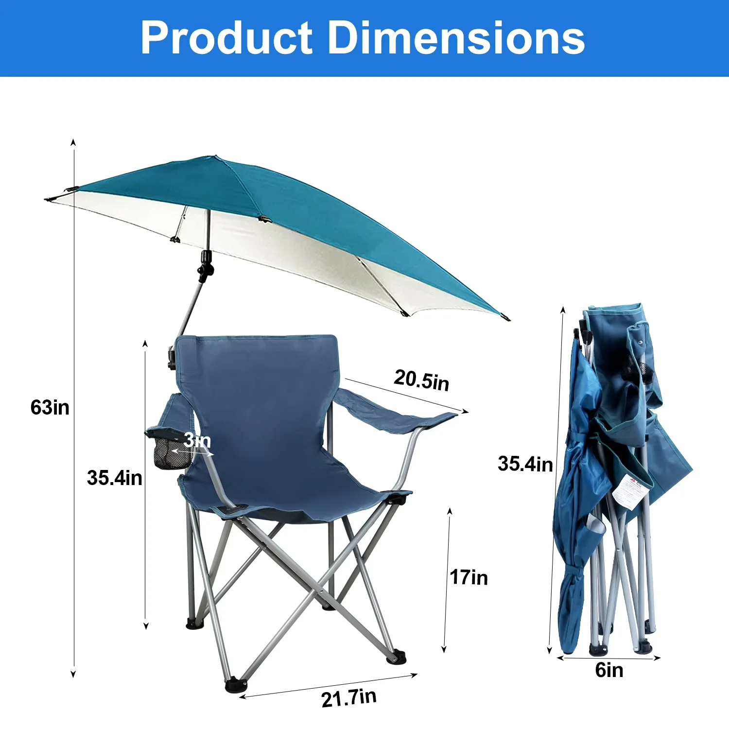 Modern Beach Chair with Rust Resistant, Weather-Resistant - 600D Oxford Fabric, Paint-Drying Steel Tube Blue Model 476310