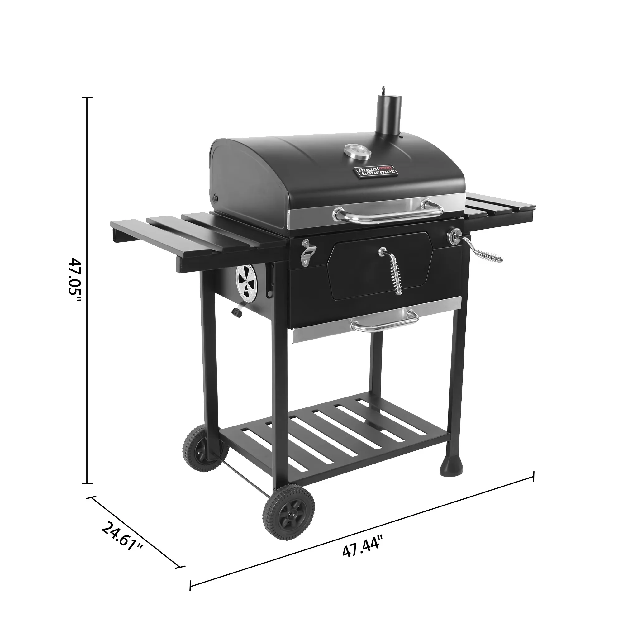 Premium Charcoal Grill with Warming Rack, 474 Square Inches - Porcelain Black for Outdoor, Picnic Model 0599A1