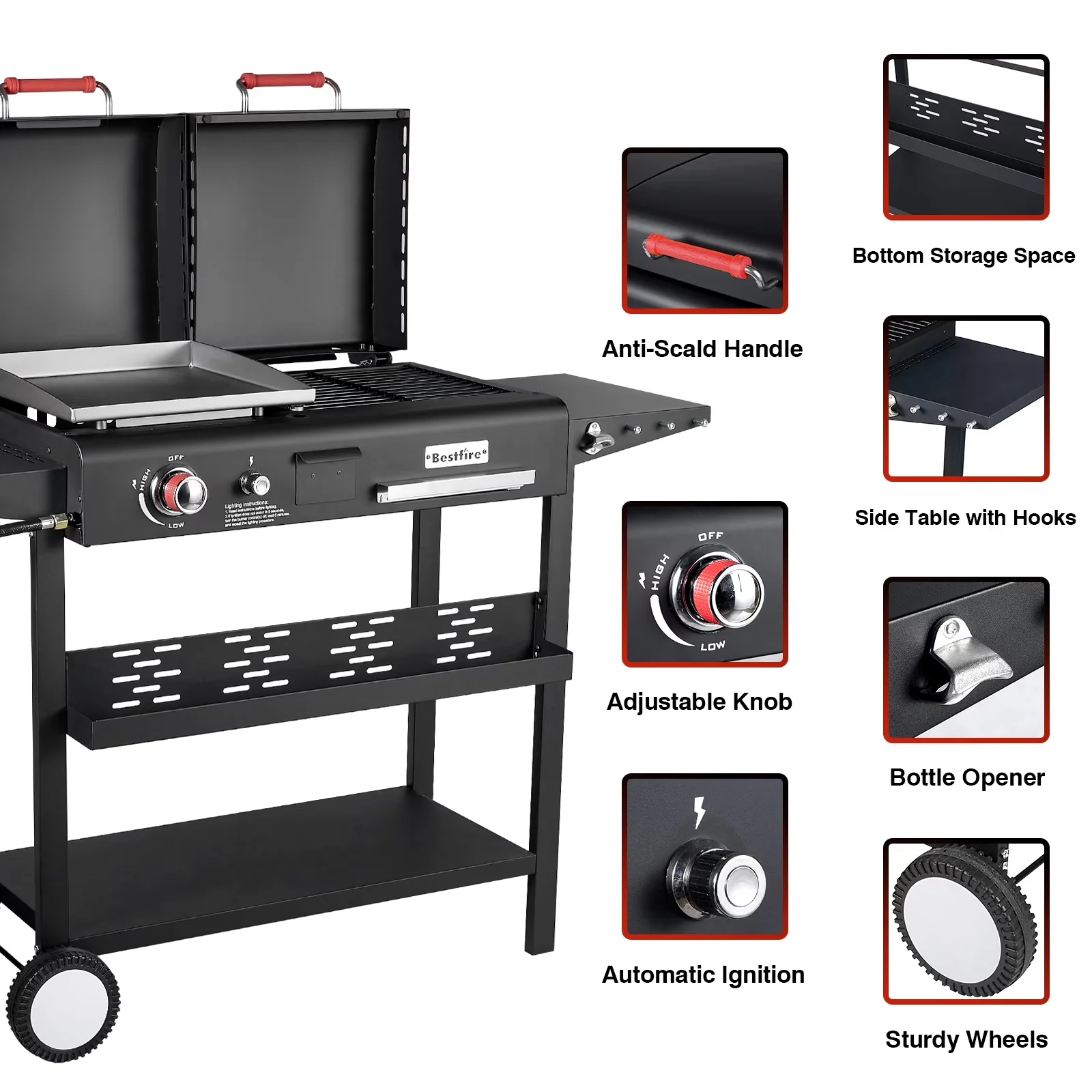 Gas Grill Reliable with Foldable Legs, Grease Pan - Stainless Steel,Iron for Outdoor Model 2B9795