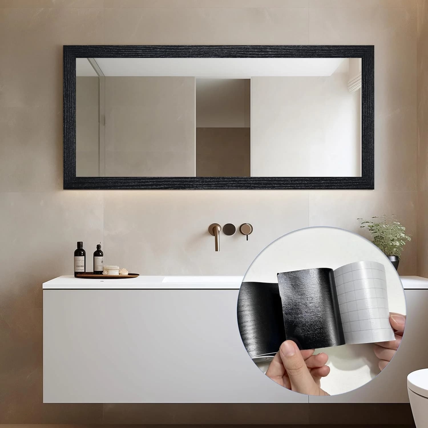 Stylish Wallpaper Wall Decals Wall Covering with Water-Resistant - Black Pvc for Bathroom Model 27D18D