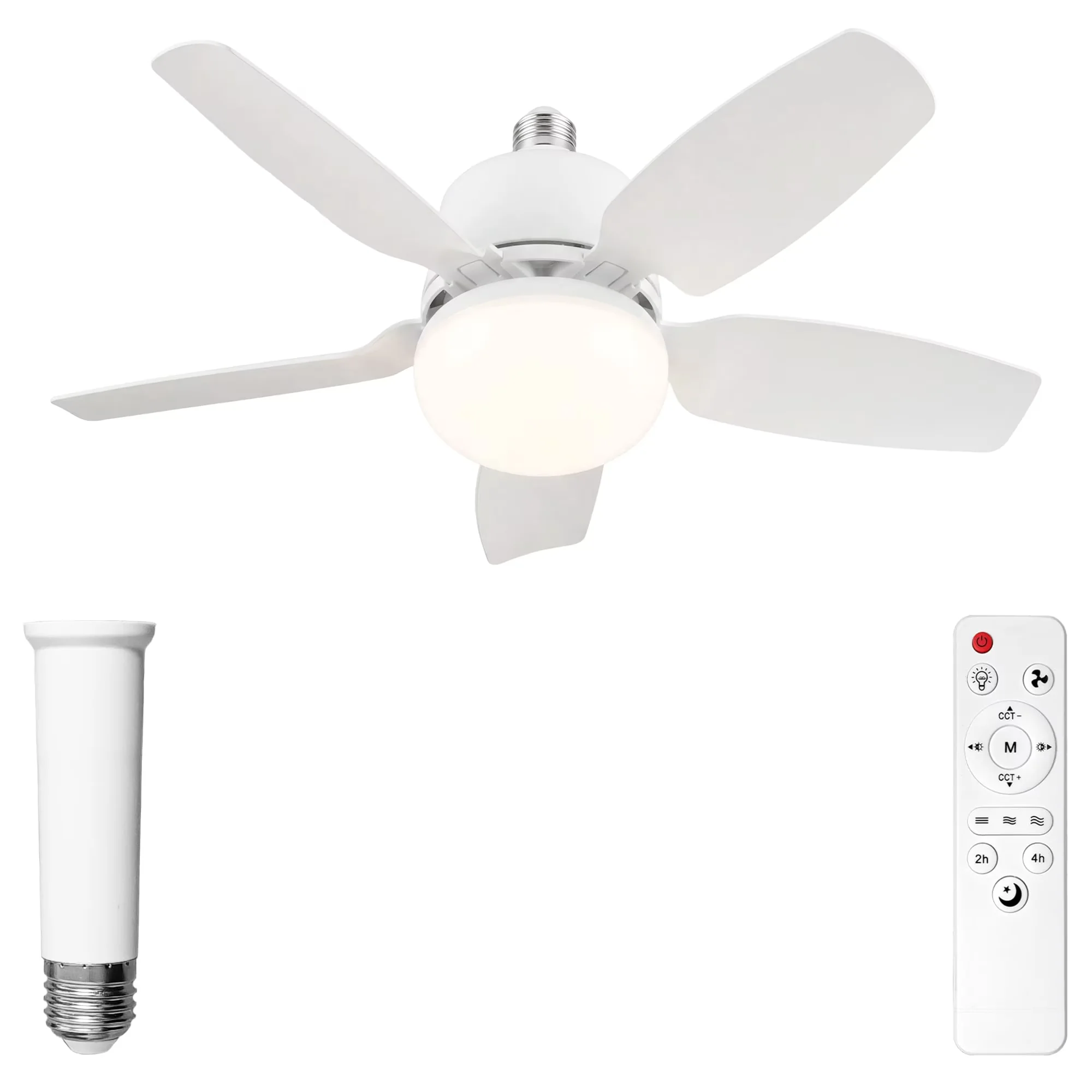 Innovative Ceiling Fan with Lights and Remote, 1000 Lumens Dimmable 5 Blades Screw in, 16.5in Fans for Living Room, Bedroom - Model FA0AAE
