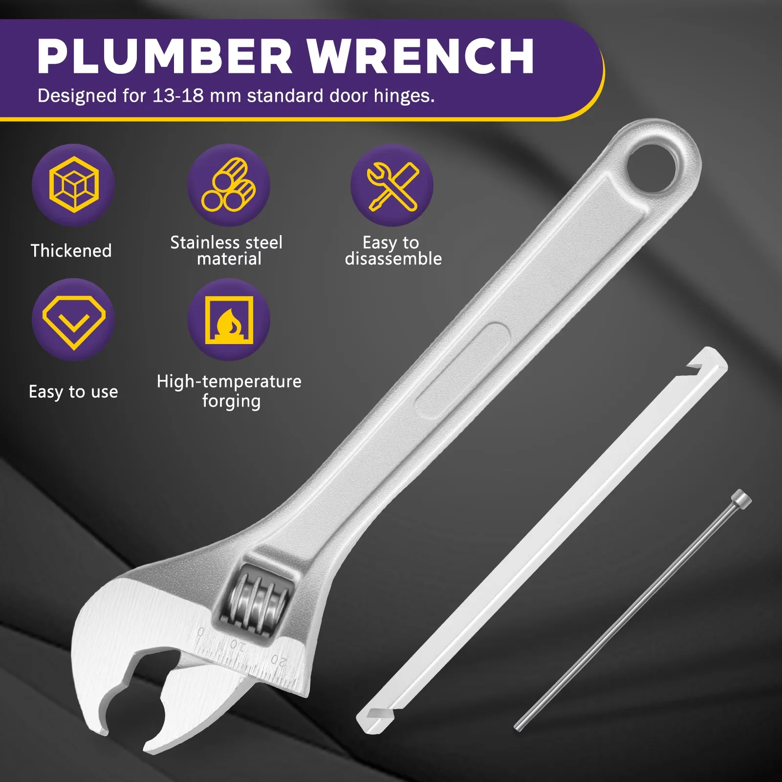 Quality Pro Tool with Adjustable - Silver 3PCS Stainless for Multiple Applications Model 4D1F93