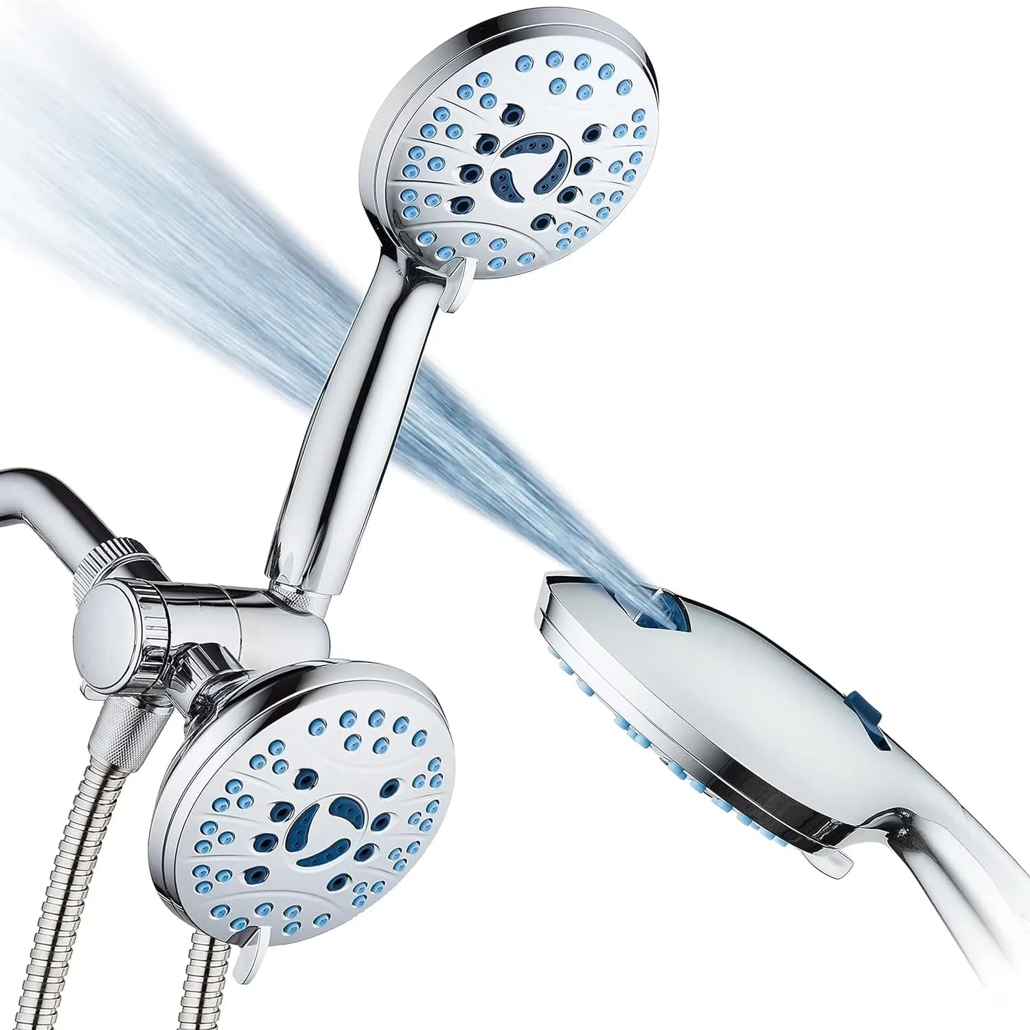 Modern Shower Head with Easy To Install, Built-in 2-mode Power Wash - Abs, Stainless Steel Silver Model 9AEDA4
