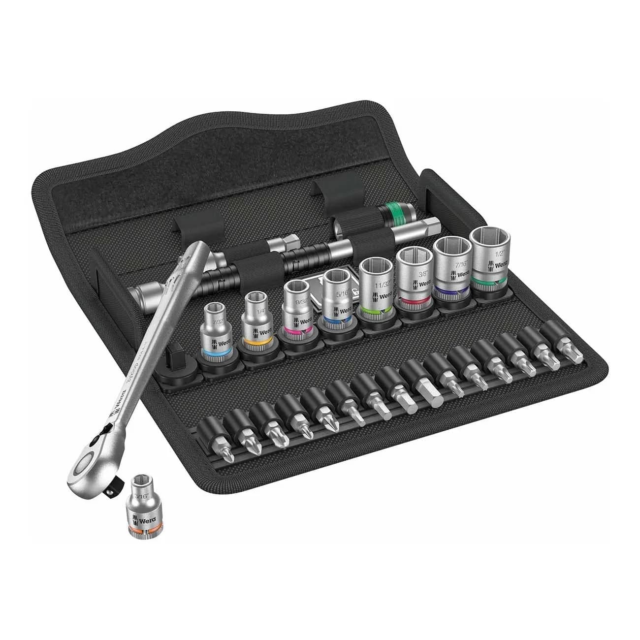 Efficient Hand Tool Set with Folding, SAE 1/4" Drive Ratchet 28 Piece - Modern Design Model B8A412