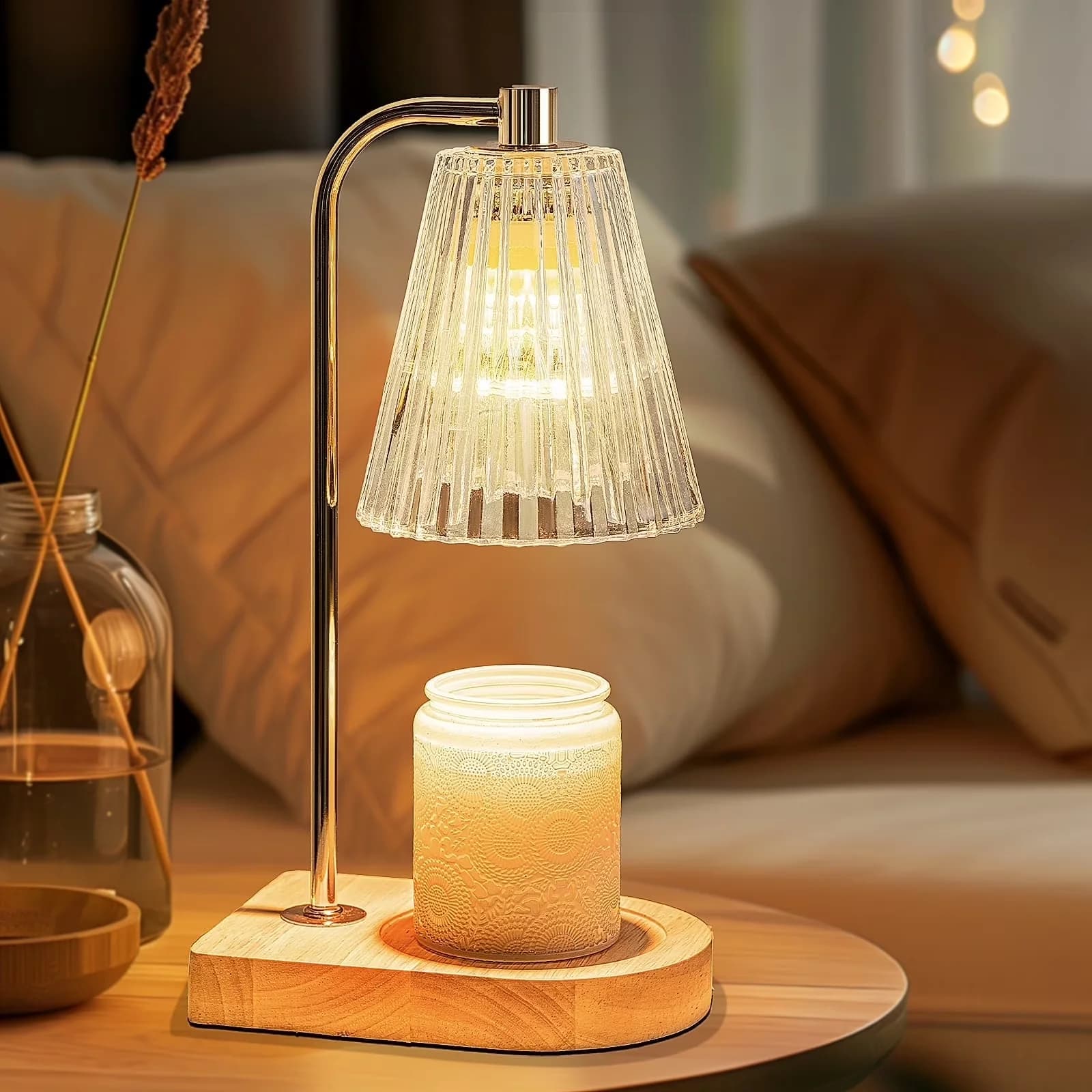 Desk Lamp Quality with Modern, Gold Candle Warmer - Gold Glass&Metal&Wood Model 6EC537