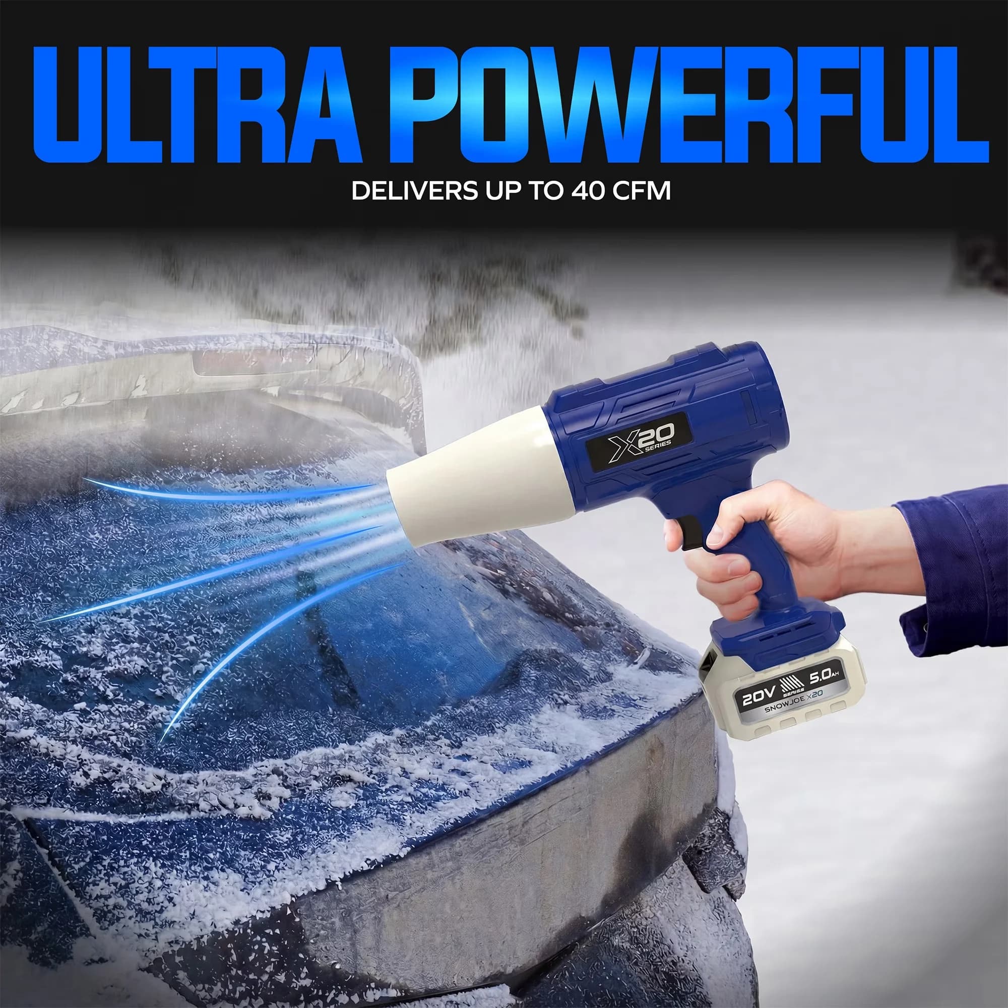 Versatile Leaf Blower with Battery, 20V, Blue - Space-Saving Design Model F4F33B