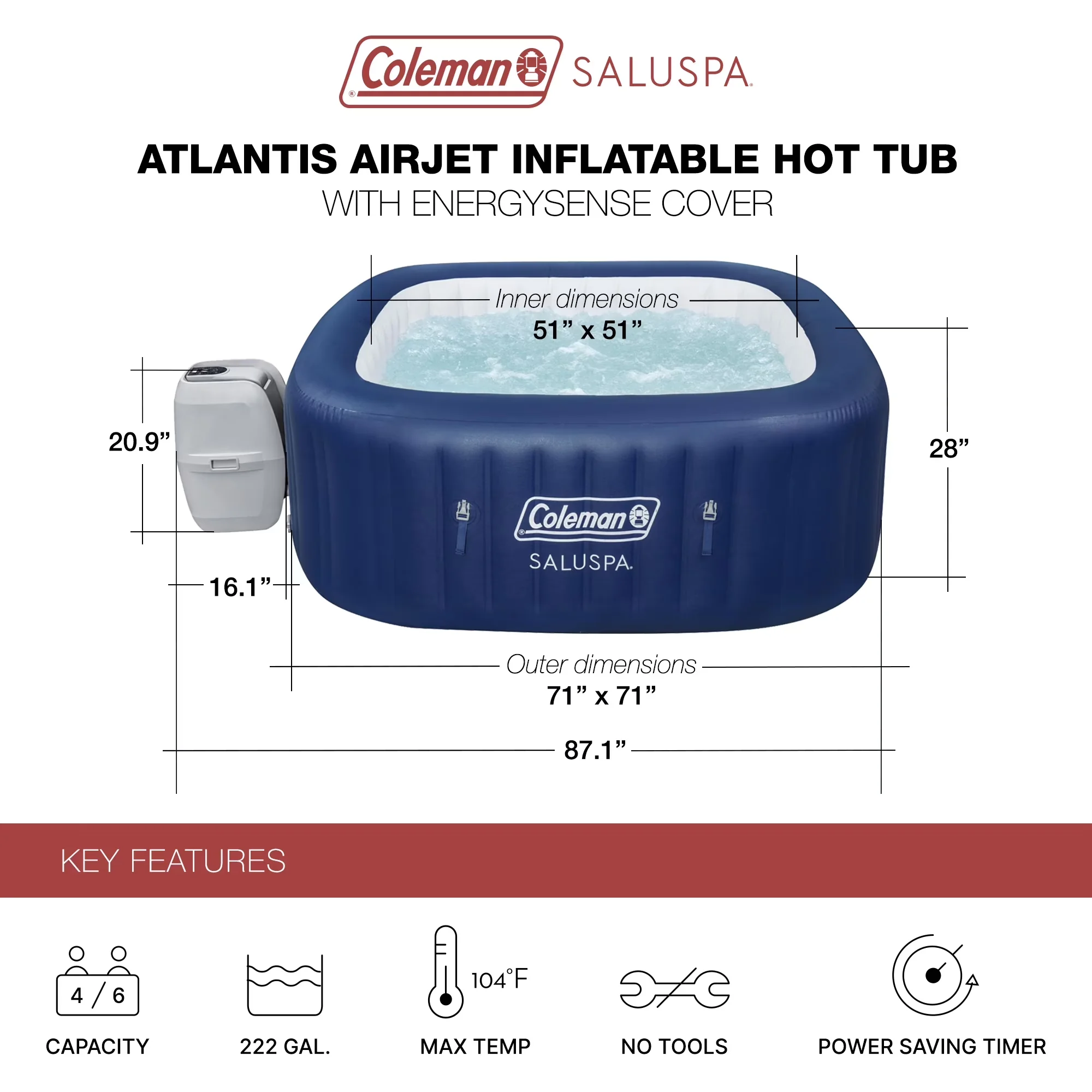 Efficient Hot Tub with Energy Efficient, Inflatable - Coleman - Contemporary Style Model 4A6030
