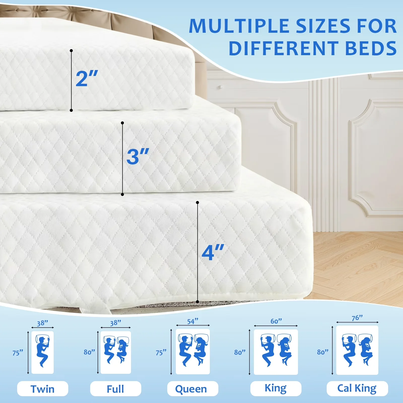 Professional Mattresses Accessory with Removable Cover, Breathable Construction - Gel Memory Foam With Removable Cover White Model E5A0DF