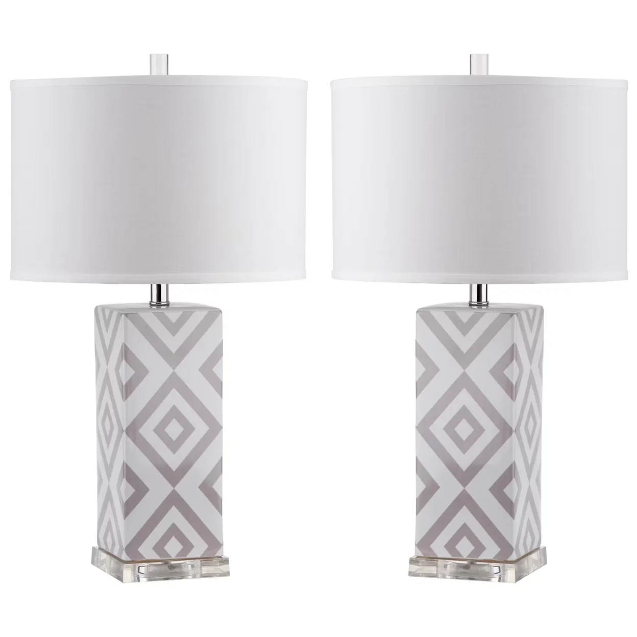 Lamp Set Sleek with Scandinavian, Color: Grey, Diamonds 27 in. Ceramic Table - Gray Ceramic Model DCB28E