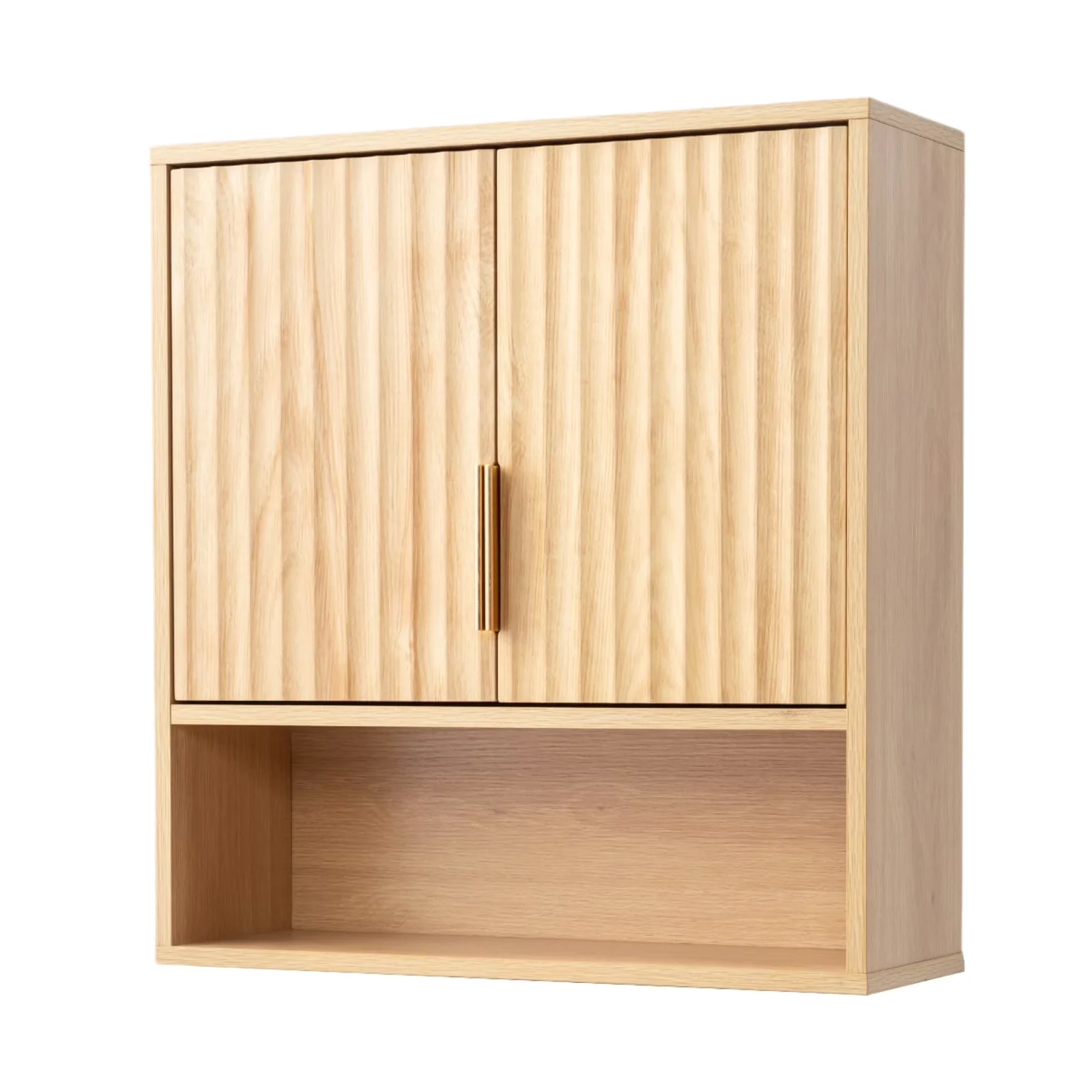 Bathroom Renovation Sleek with Mid-Century, Modern, Fluted Cabinet Wall Mount - Mdf Wood Brown Model BDB9DD